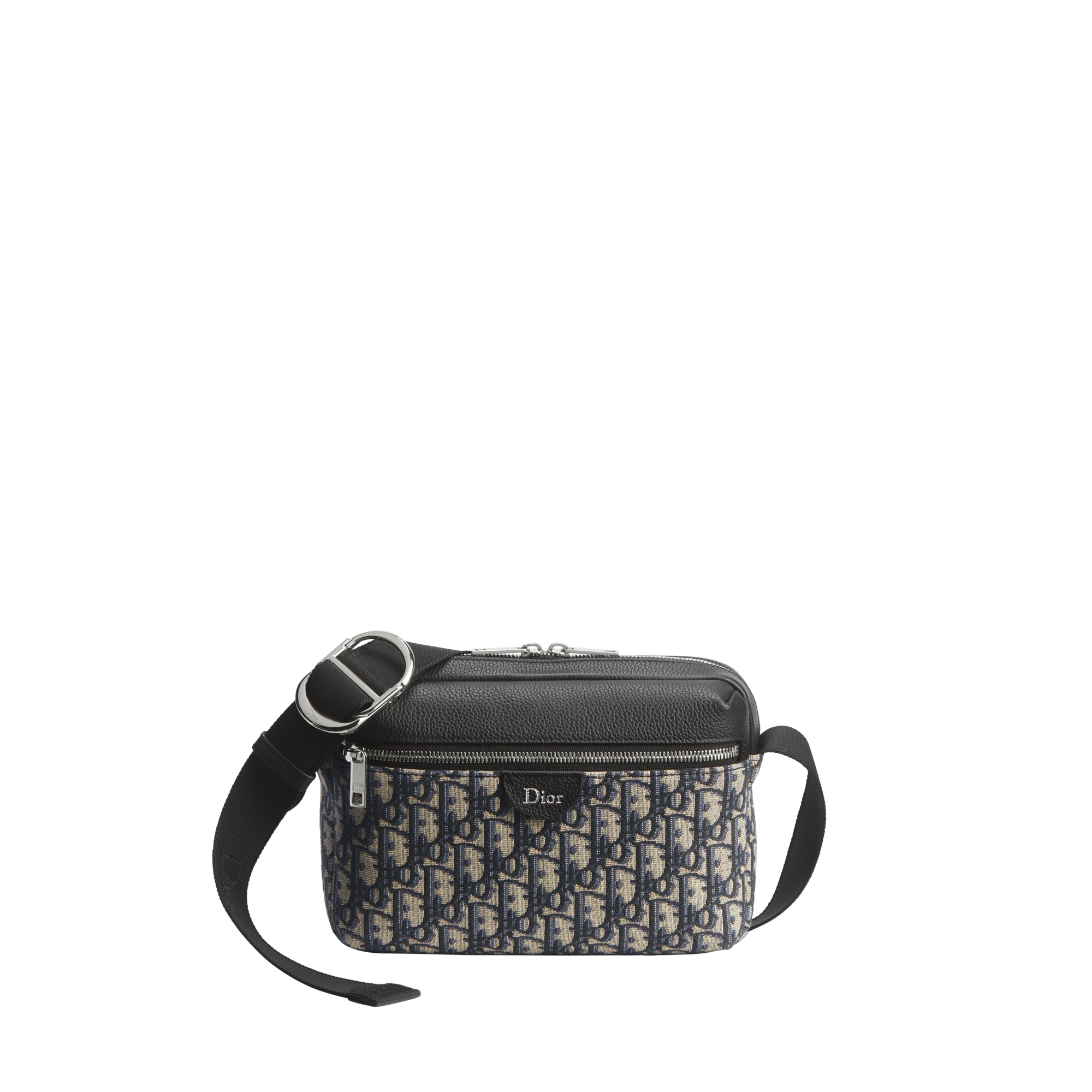  Beige and Black Dior Oblique Jacquard with Black Grained Calfskin