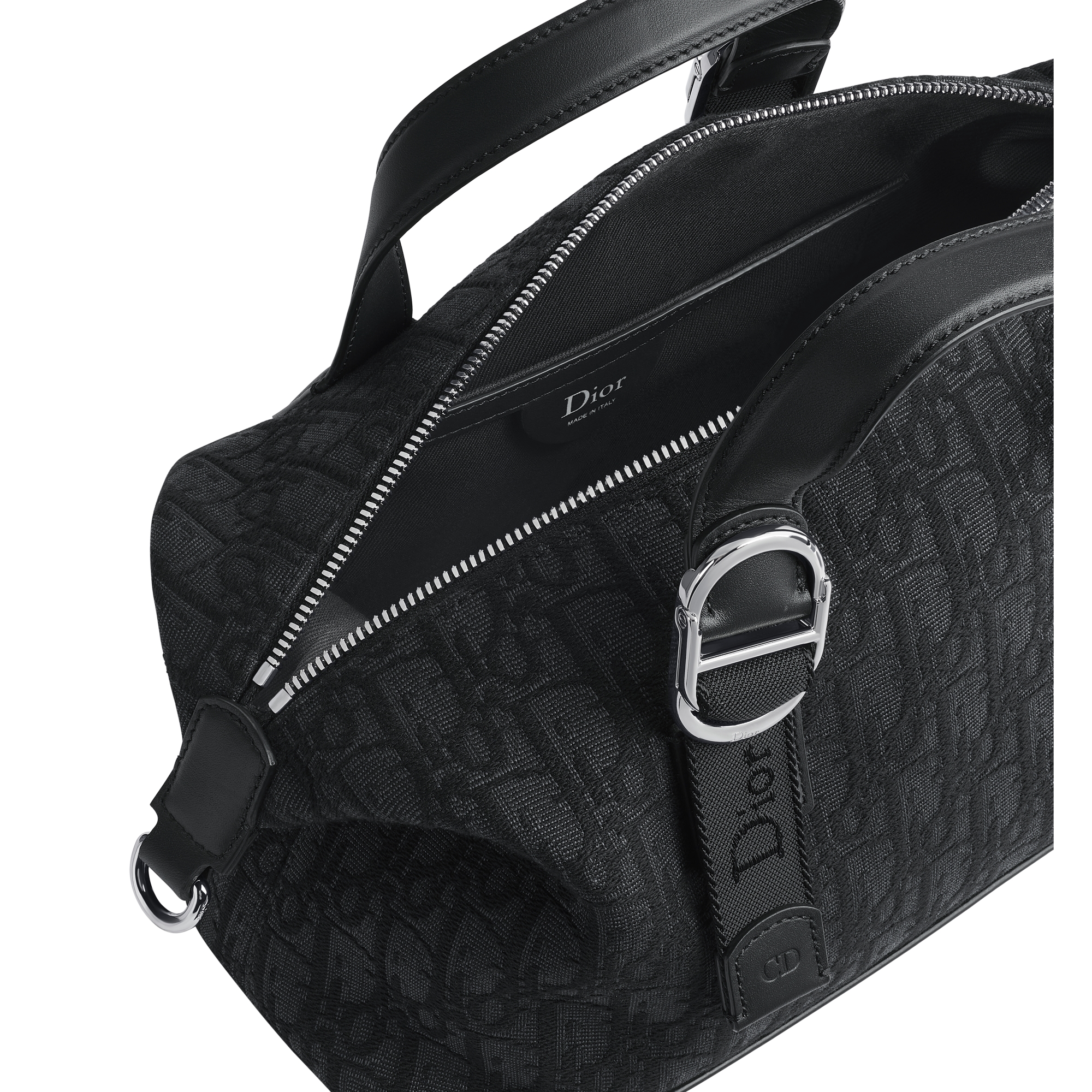 Dior Jett Bag with Strap Black Dior Oblique Jacquard E11