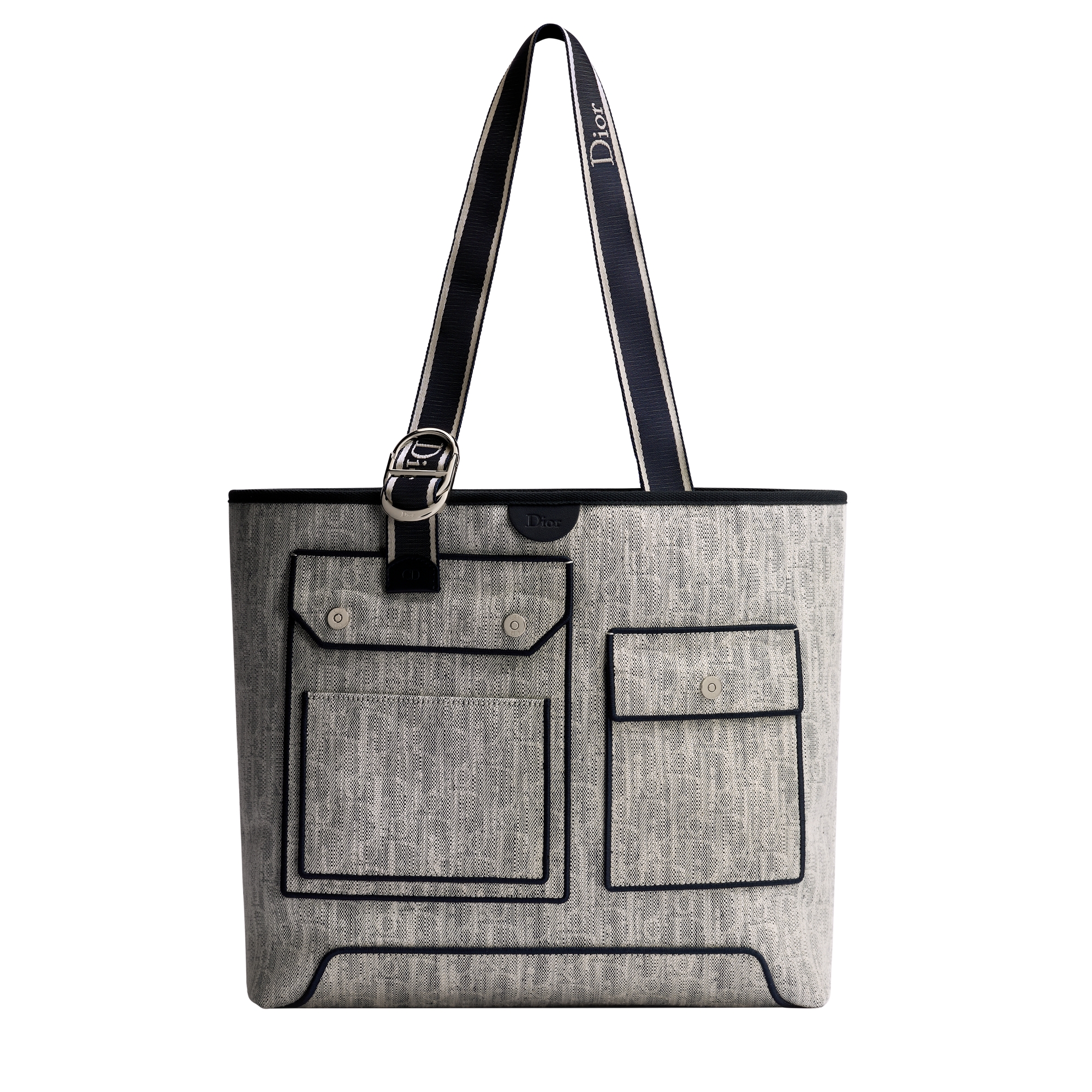 Dioriviera Medium Pocket Dior Jett Tote Bag Gray Dior Oblique