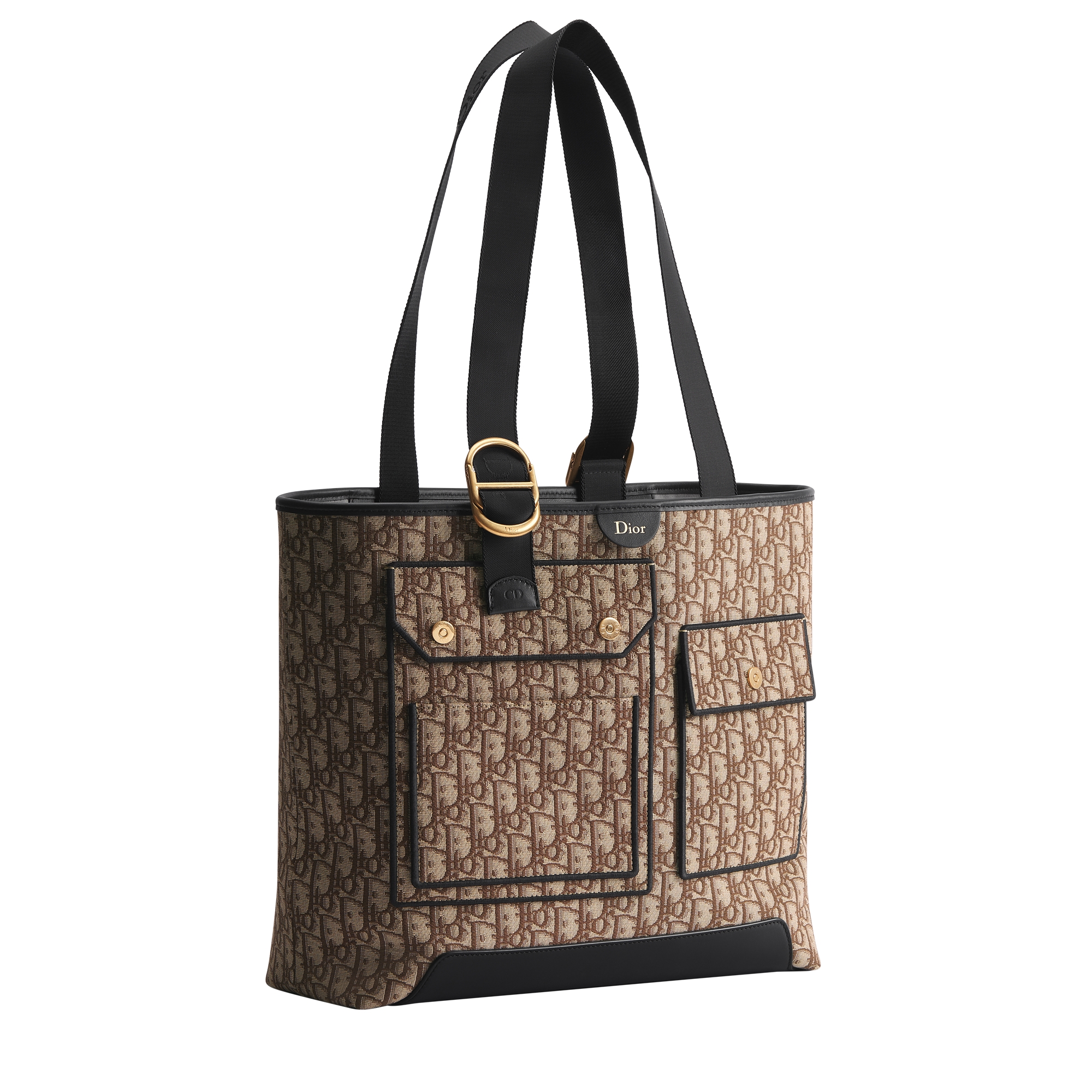 Medium Pocket Dior Jett Tote Bag Brown Dior Oblique Jacquard E01