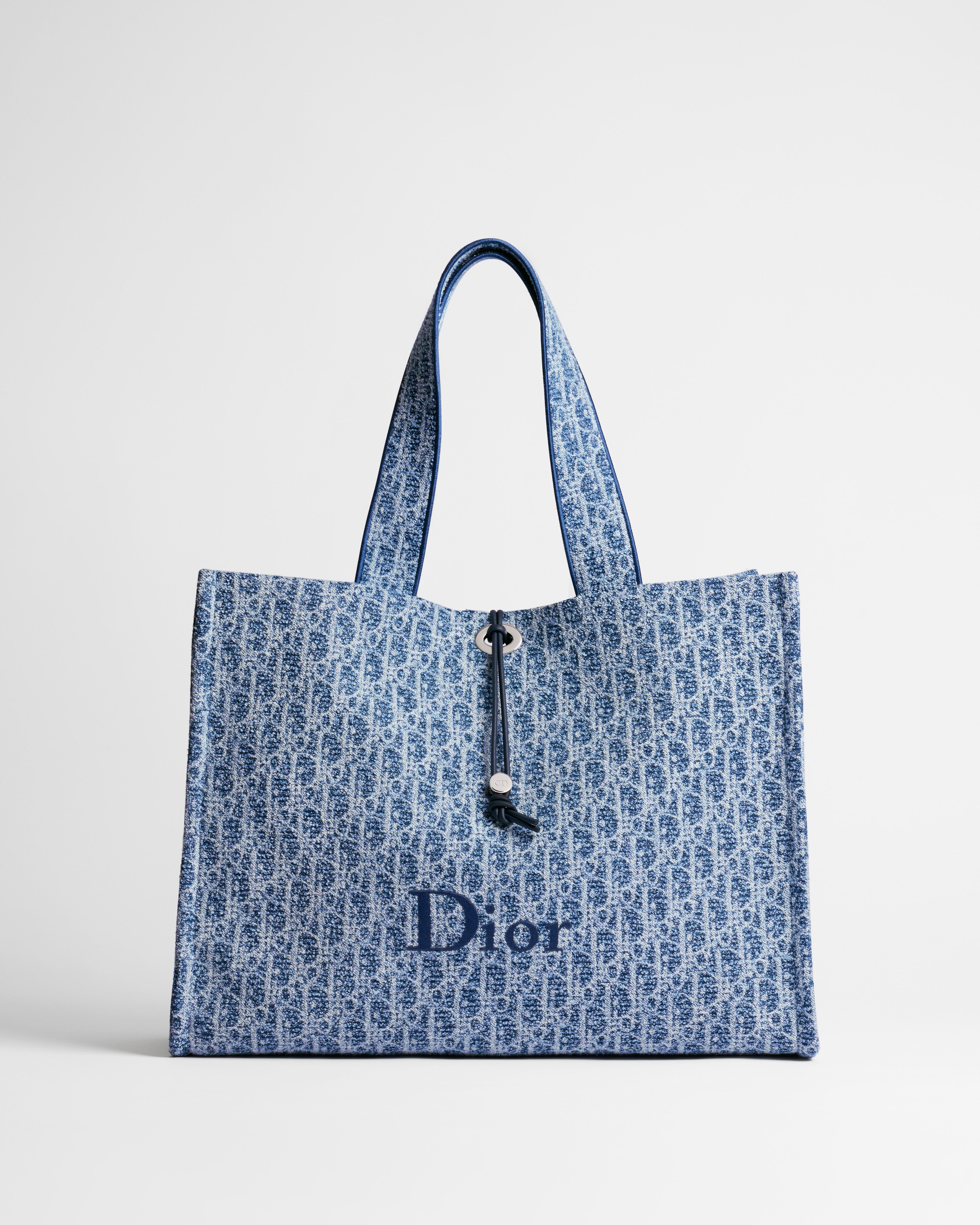 Bolsa Dioriviera Spongy Book Tote grande Canvas Dior Oblique esponjoso azul E01