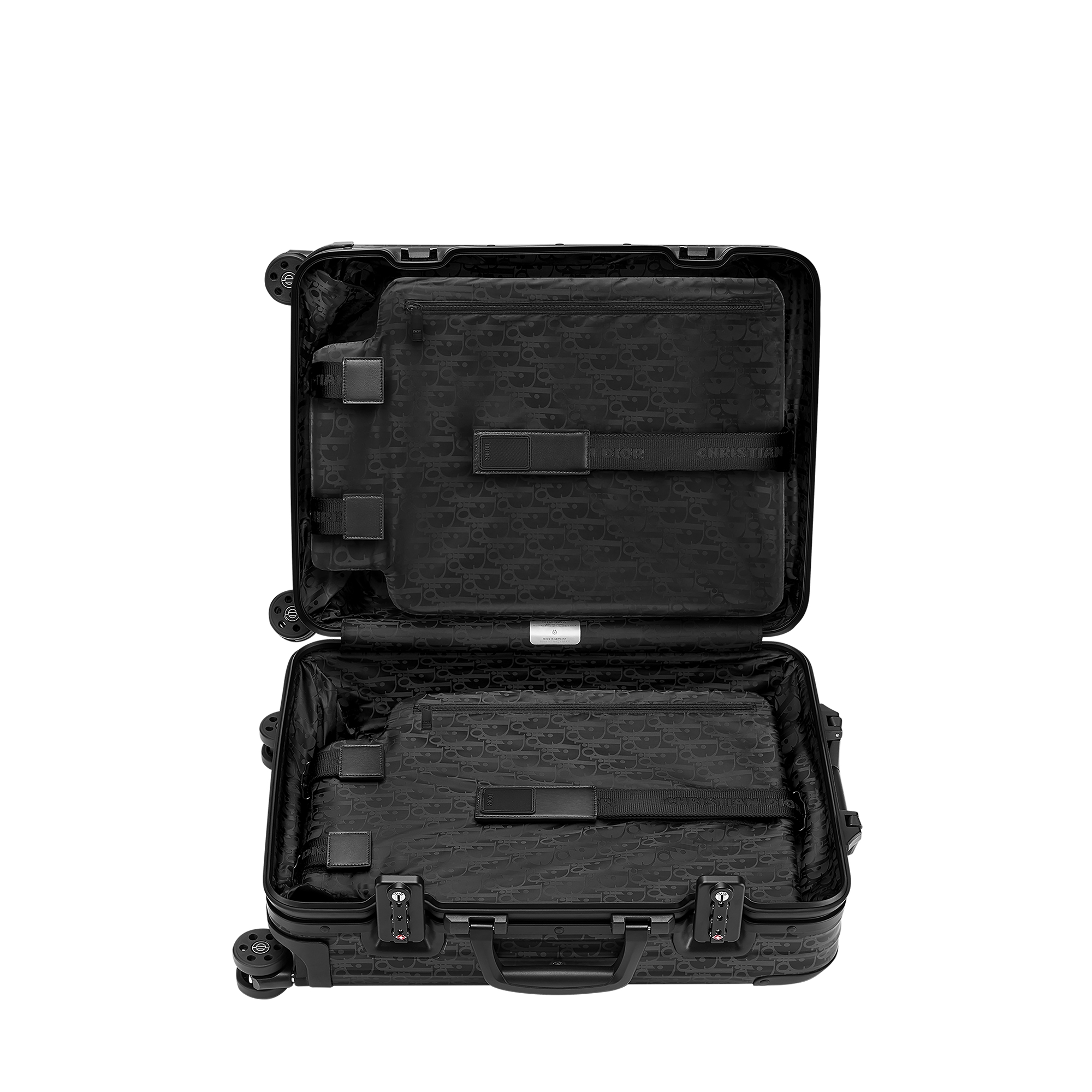 DIOR AND RIMOWA Carry-On Suitcase Black Dior Oblique Aluminum E06