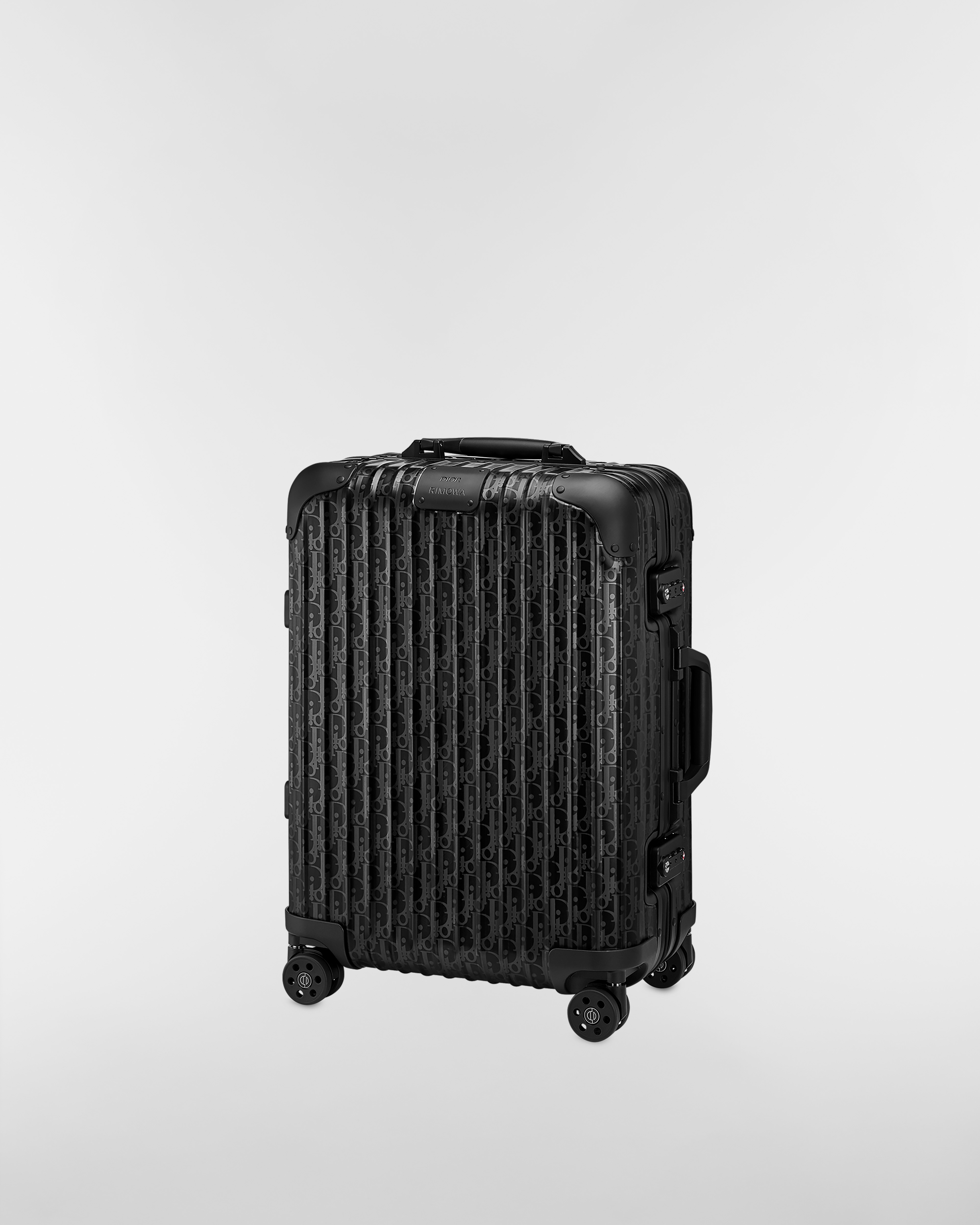 DIOR AND RIMOWA Carry-On Suitcase Black Dior Oblique Aluminum E03