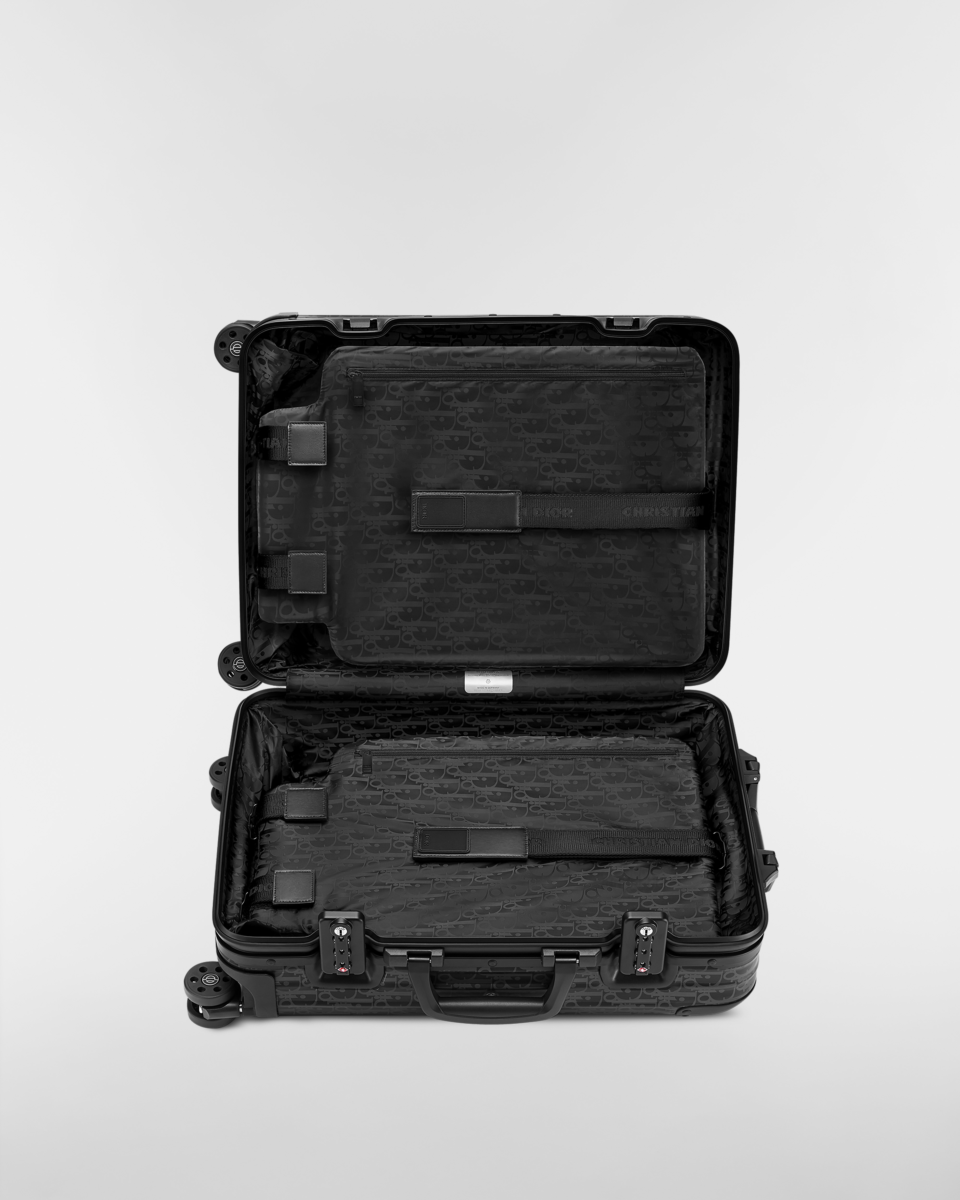 DIOR AND RIMOWA Carry-On Suitcase Black Dior Oblique Aluminum E06