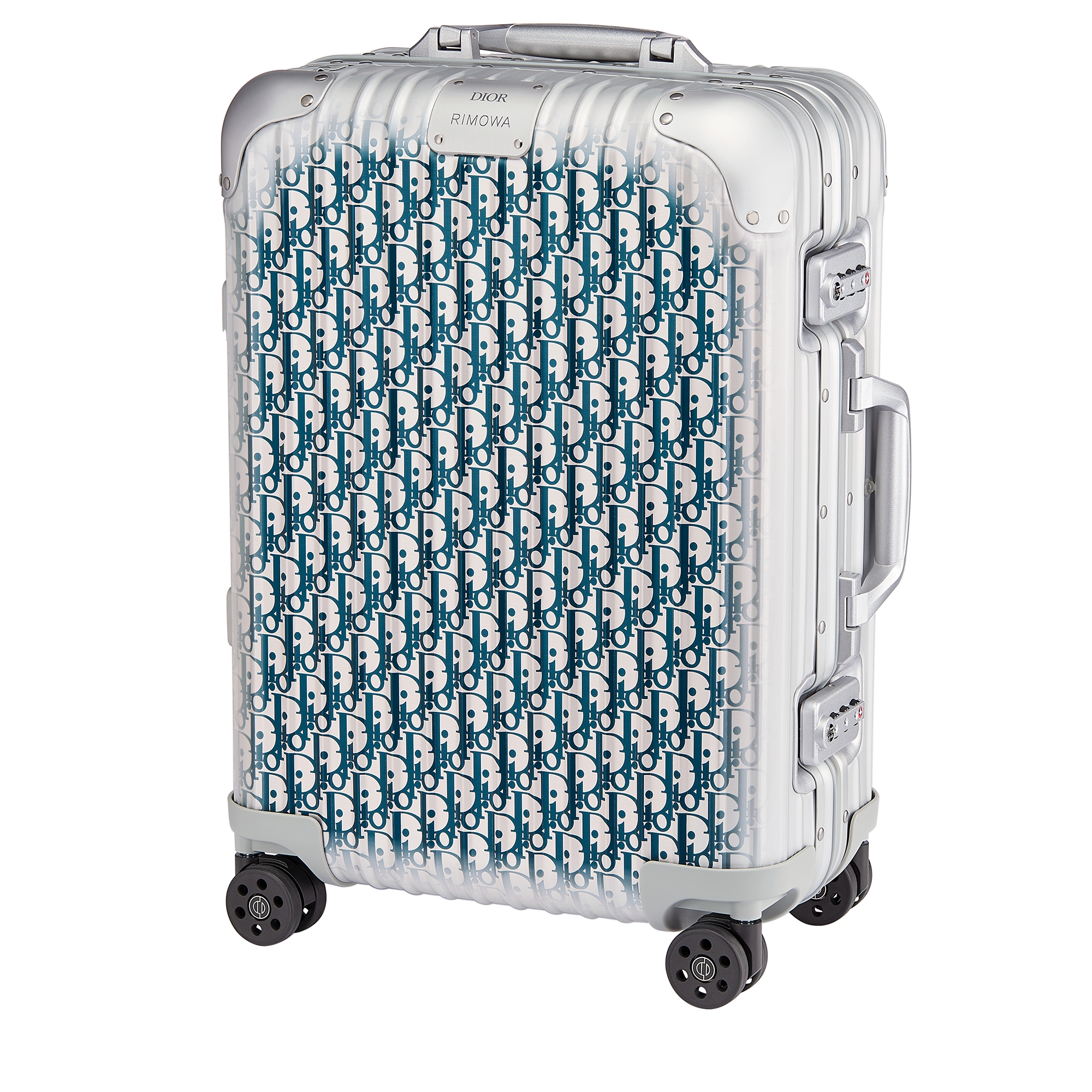 DIOR AND RIMOWA Carry-On Suitcase Gradient Blue Dior Oblique Aluminum E03