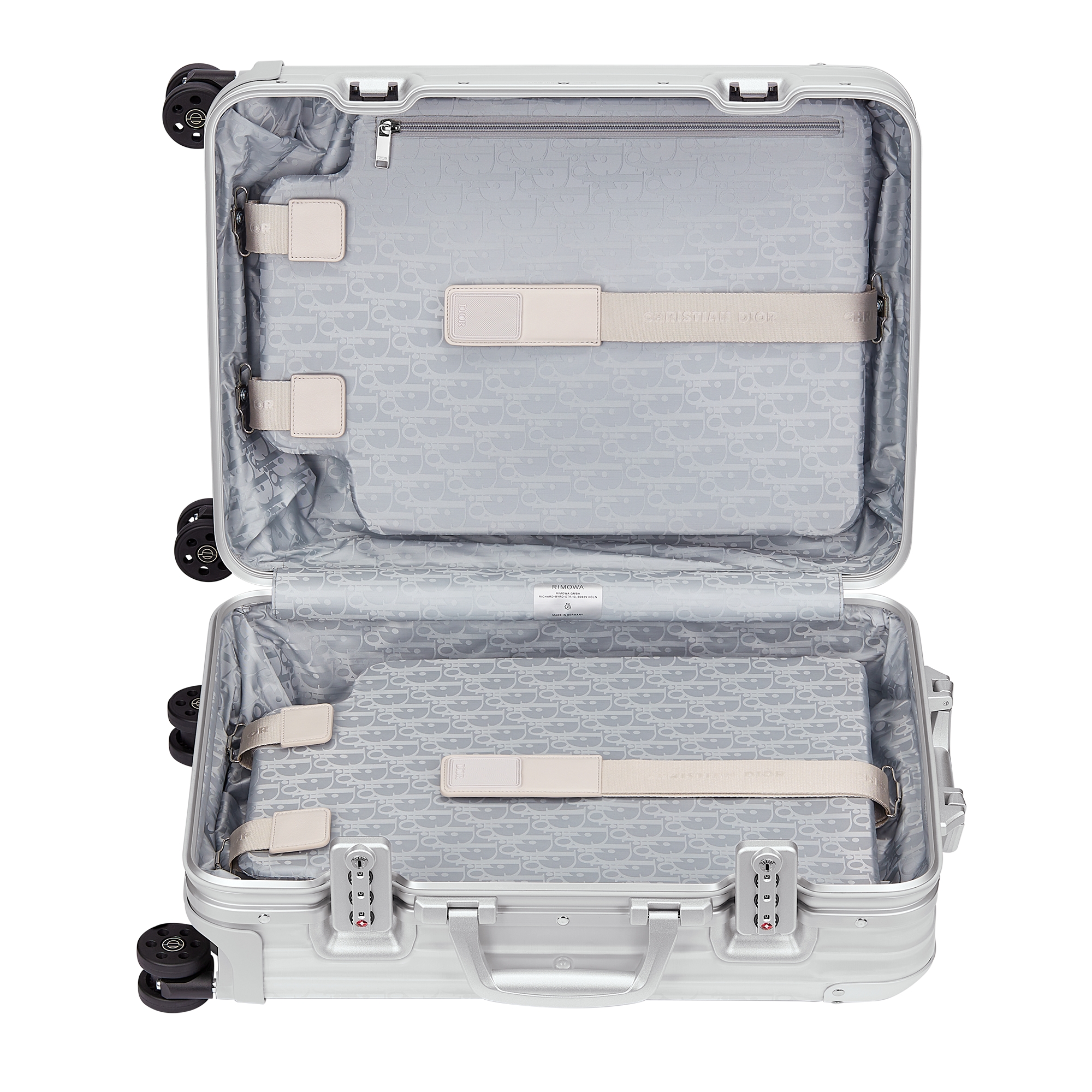 DIOR AND RIMOWA Carry-On Suitcase Gradient Blue Dior Oblique Aluminum E06