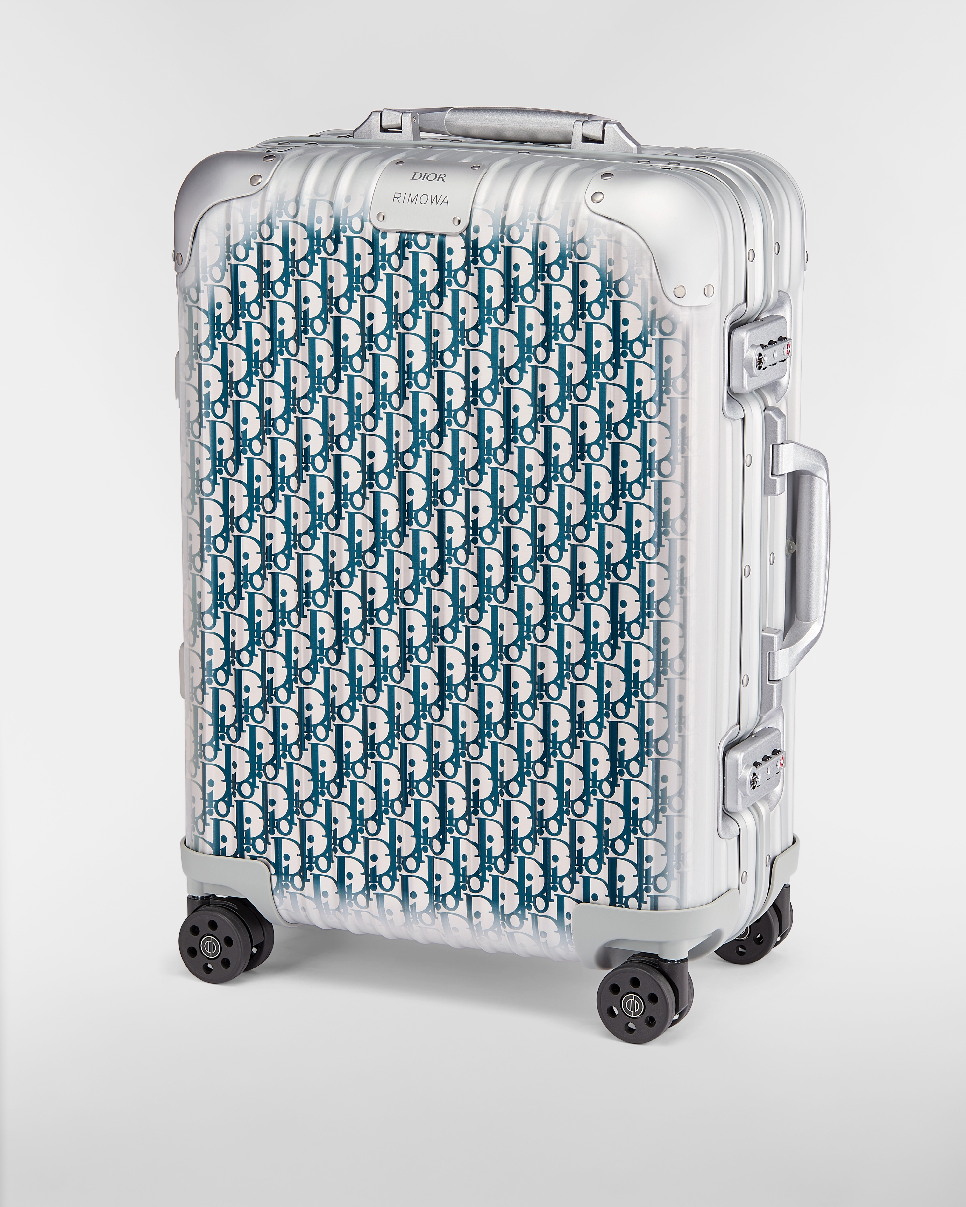 DIOR AND RIMOWA Carry-On Suitcase Gradient Blue Dior Oblique Aluminum E03