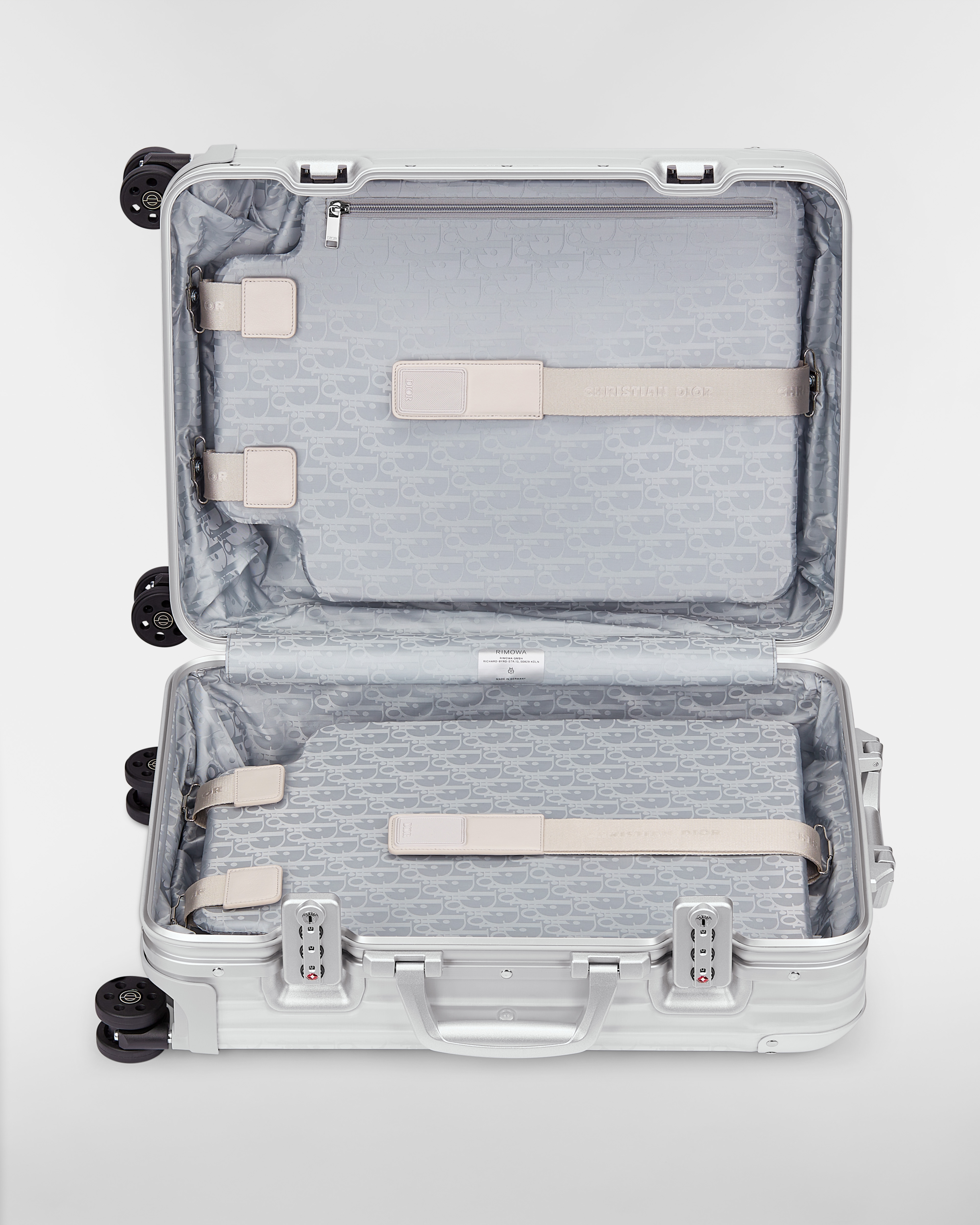 DIOR AND RIMOWA Carry-On Suitcase Gradient Blue Dior Oblique Aluminum E06