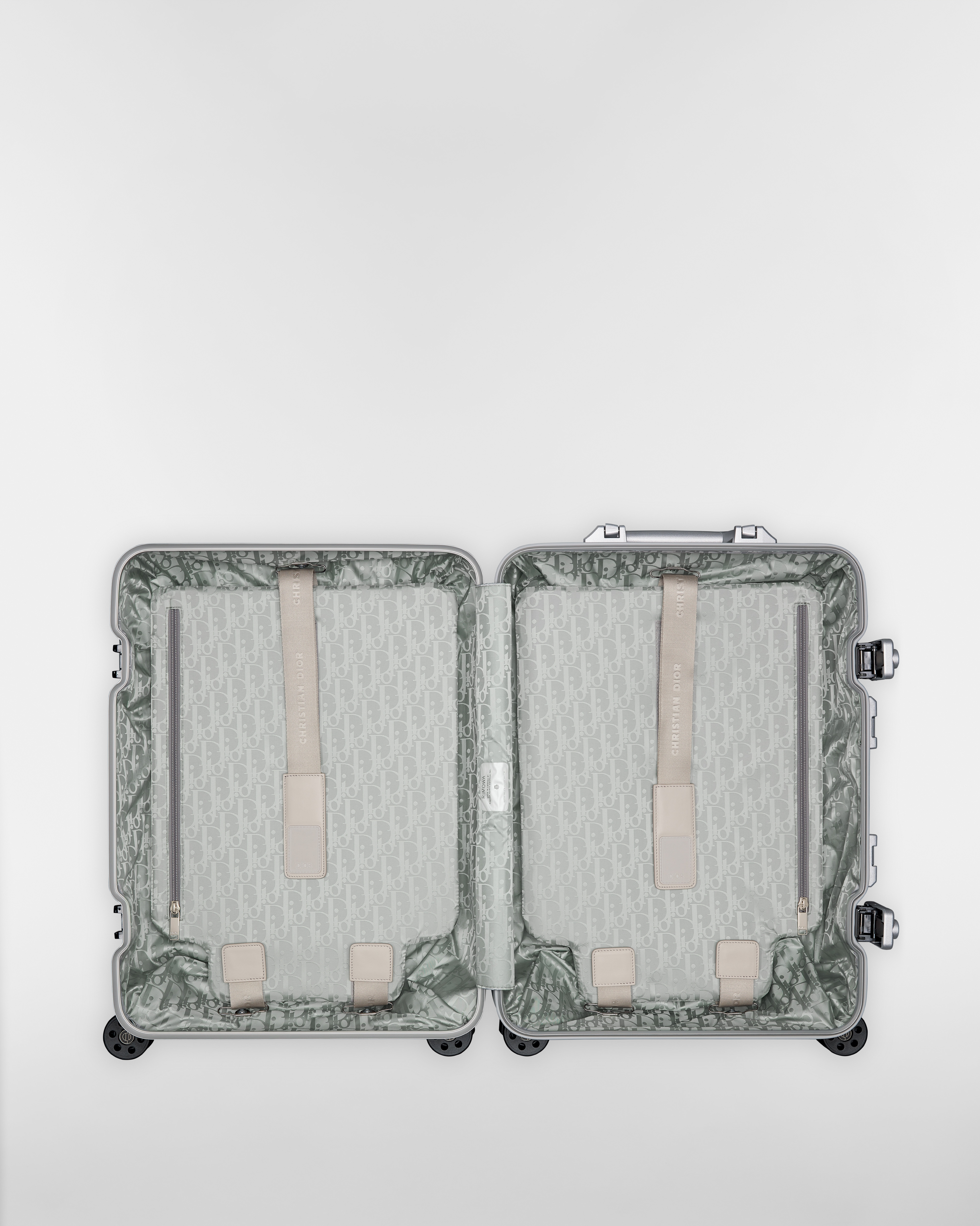 DIOR AND RIMOWA-handbagagekoffer Aluminium met Dior Oblique-motief met blauw kleurverloop E06