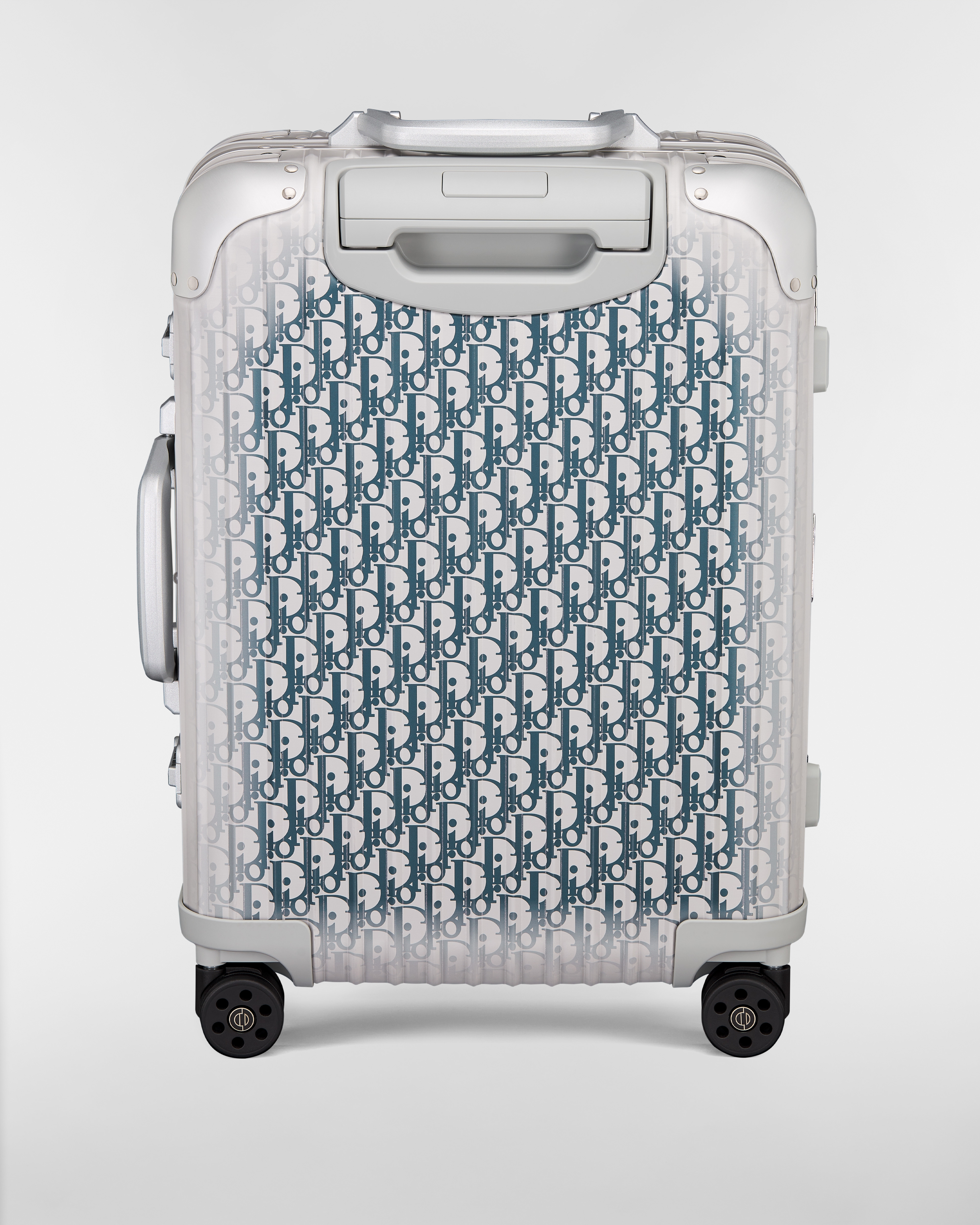 DIOR AND RIMOWA-handbagagekoffer Aluminium met Dior Oblique-motief met blauw kleurverloop E08