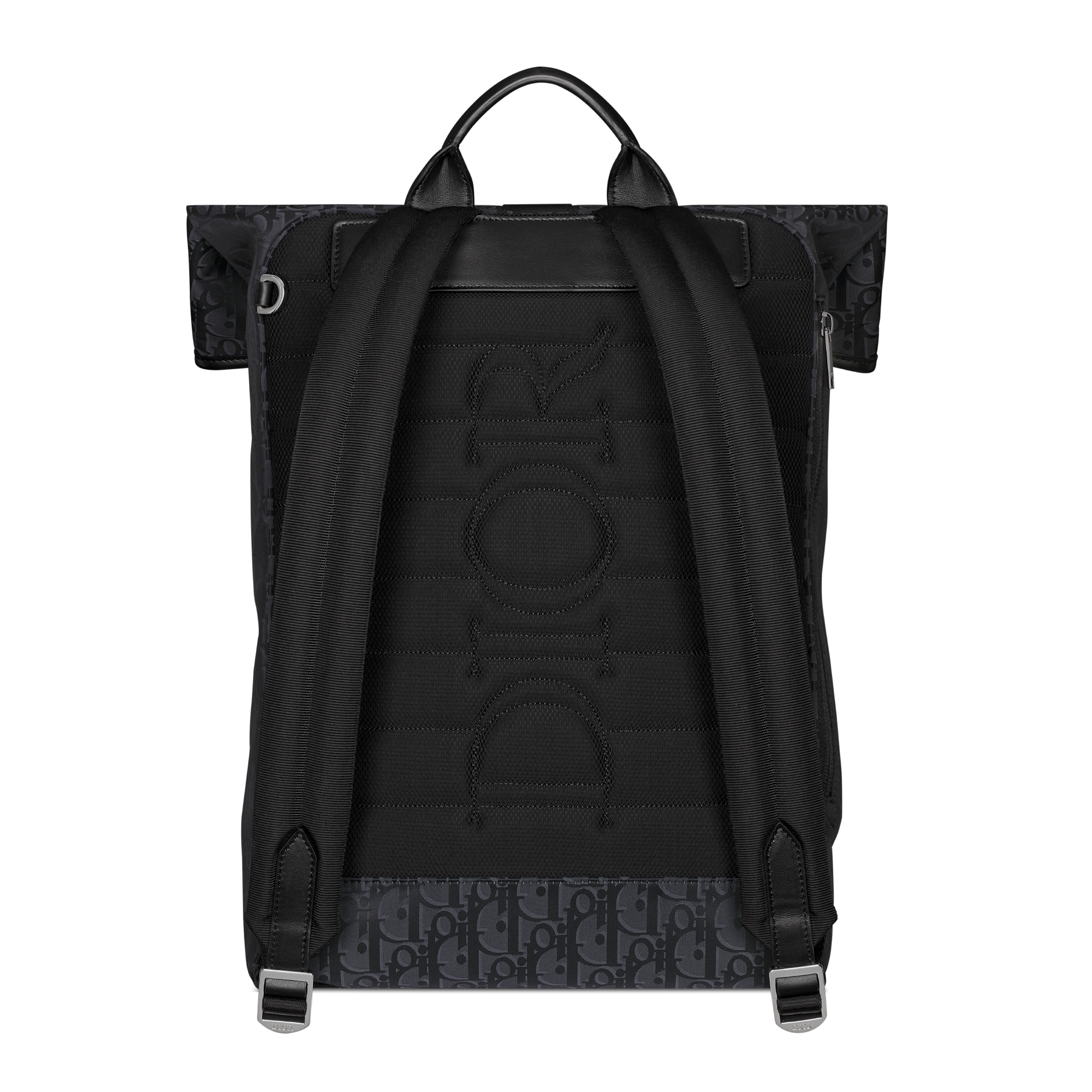 Dior Trek-rugzak met rolsluiting Zwart nylon met Dior Oblique-motief E08