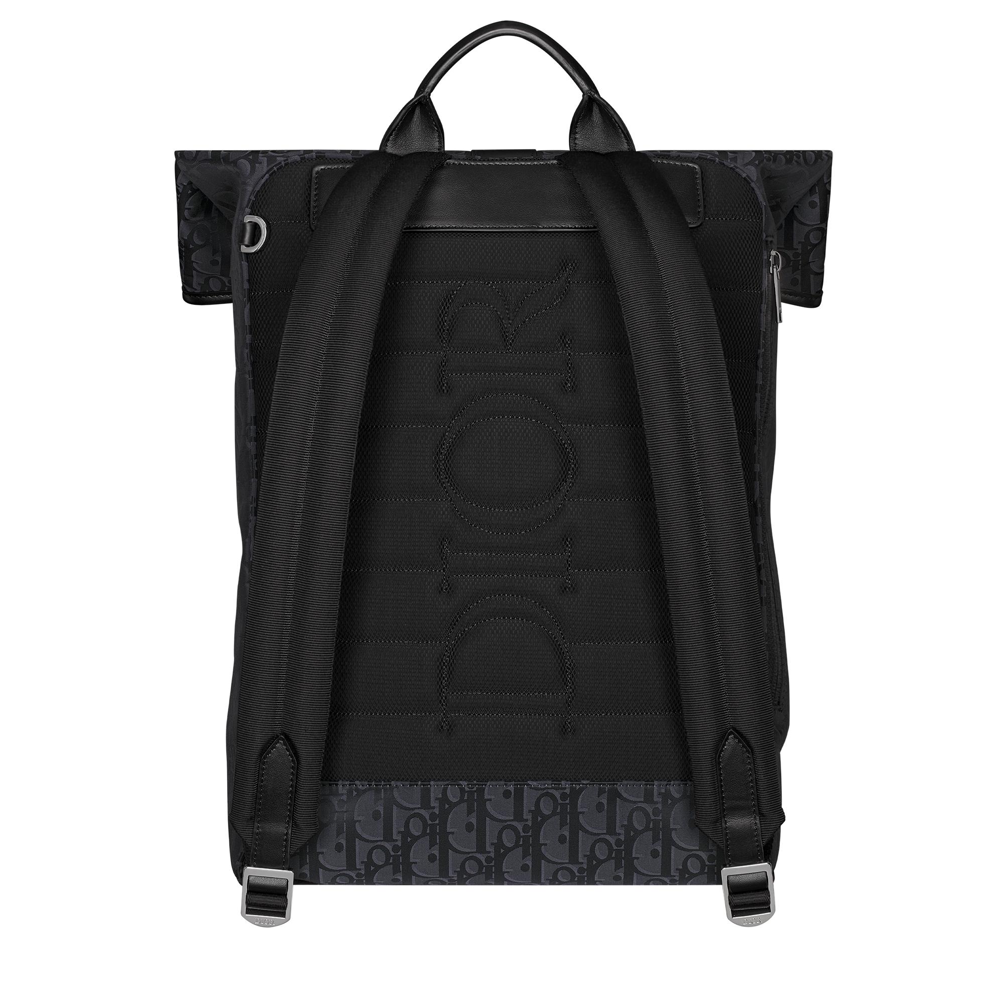 Dior Trek Roll Top Backpack Black Dior Oblique Nylon E08