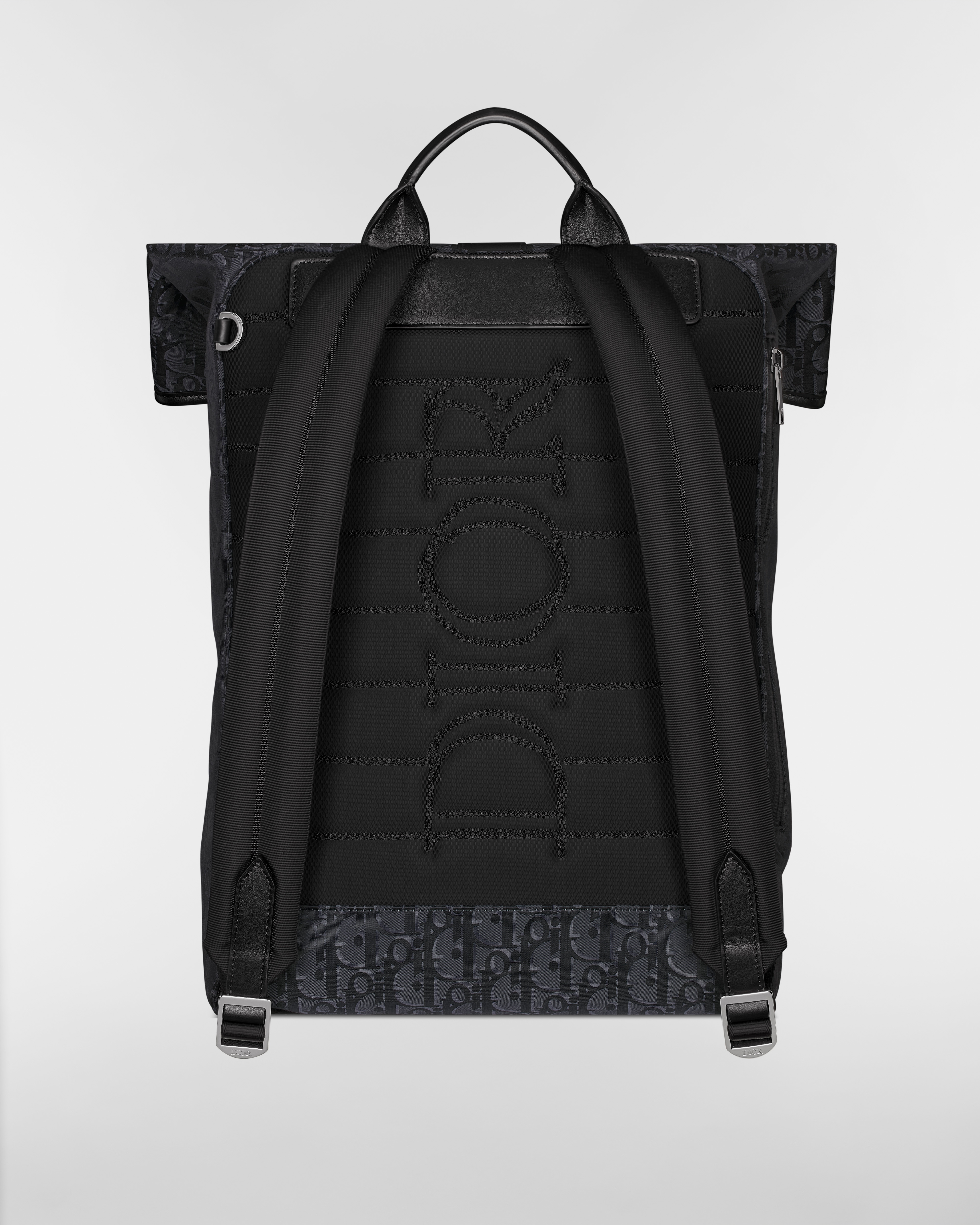 Dior Trek-rugzak met rolsluiting Zwart nylon met Dior Oblique-motief E08