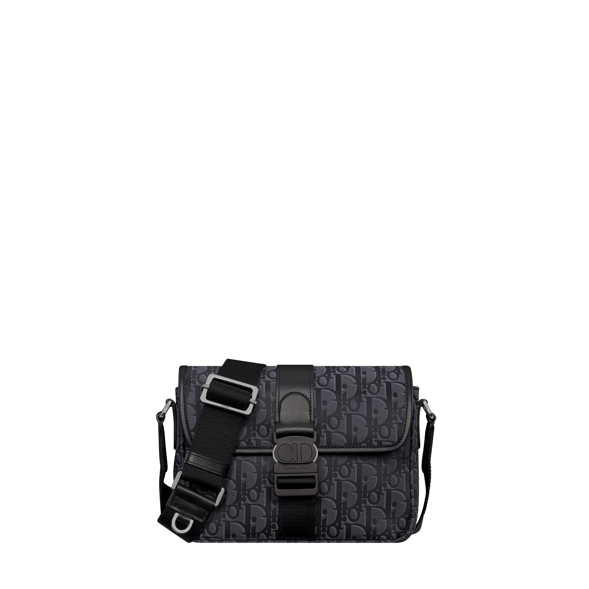 Dior Trek Messenger Bag with Flap Black Dior Oblique Nylon E01