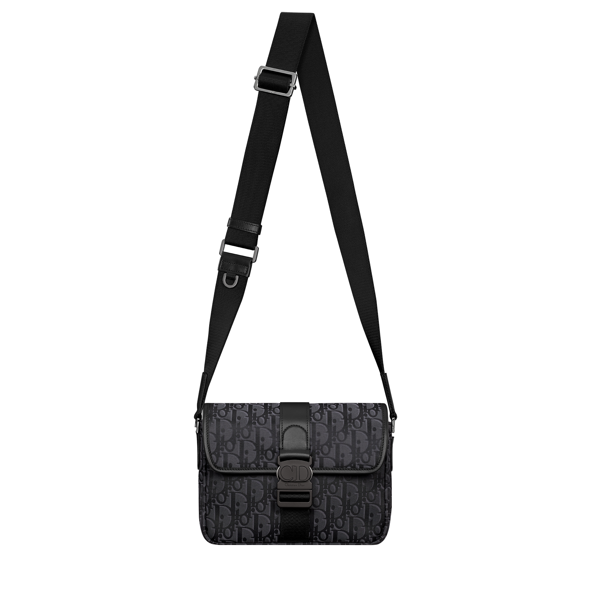 Dior Trek Messenger Bag with Flap Black Dior Oblique Nylon E07