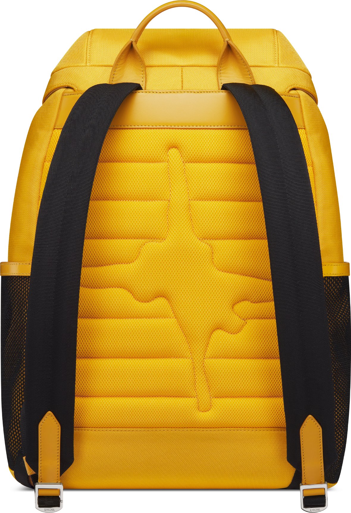 DIOR AND LEWIS HAMILTON Dior 8 Backpack with Flap Yellow Nylon and Yellow Leather Effect Technical Fabric DIOR