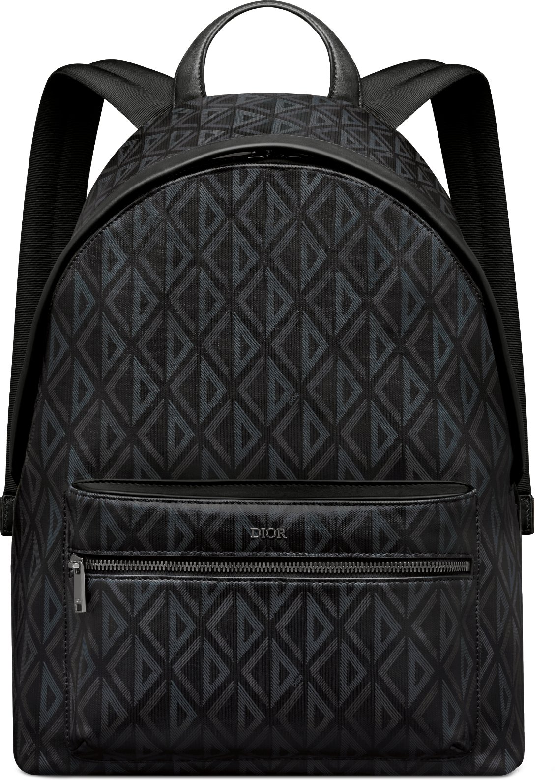 Rider Zipped Backpack Black Coated Cotton Canvas with CD Diamond Print DIOR