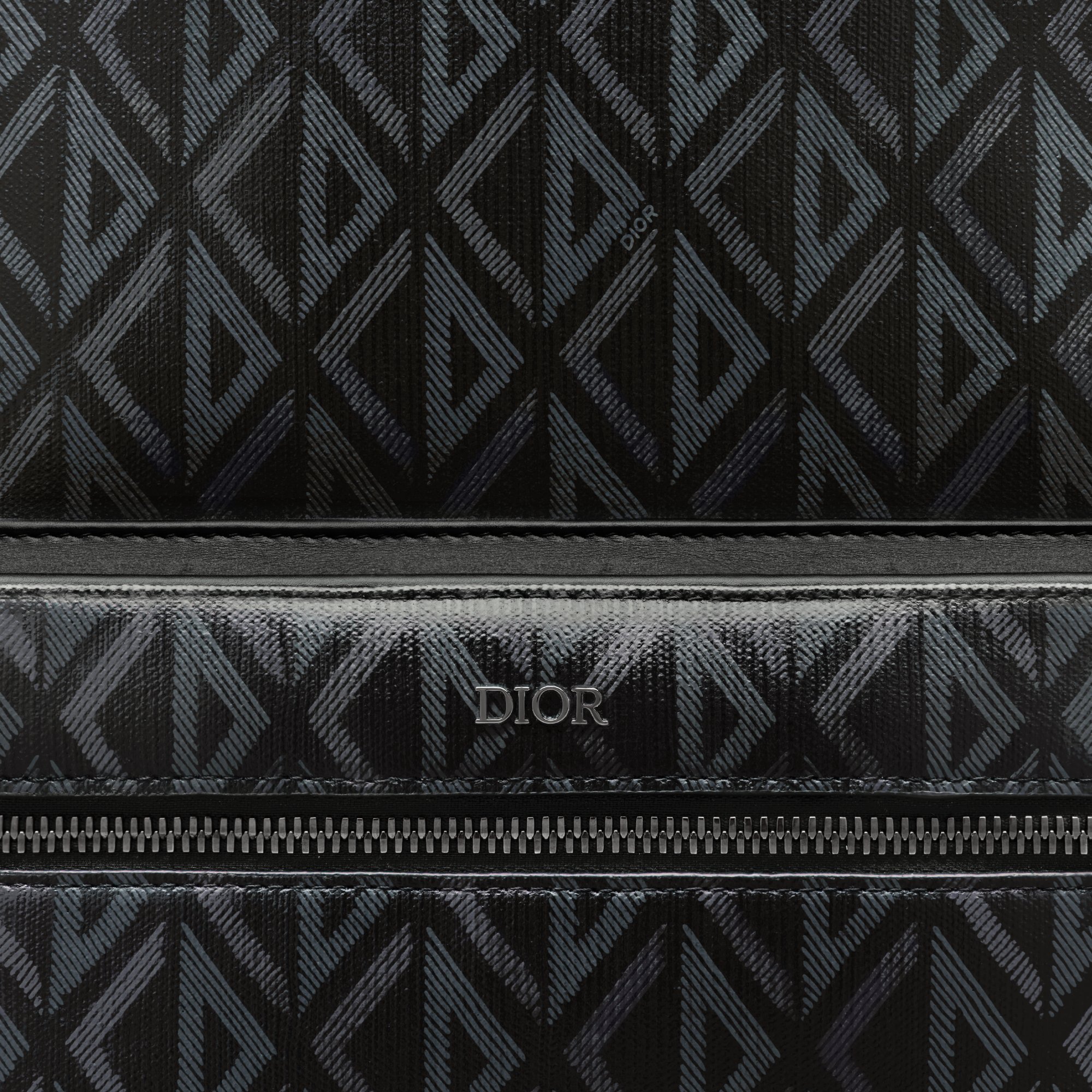 Rider Zipped Backpack Black Coated Cotton Canvas with CD Diamond Print ...