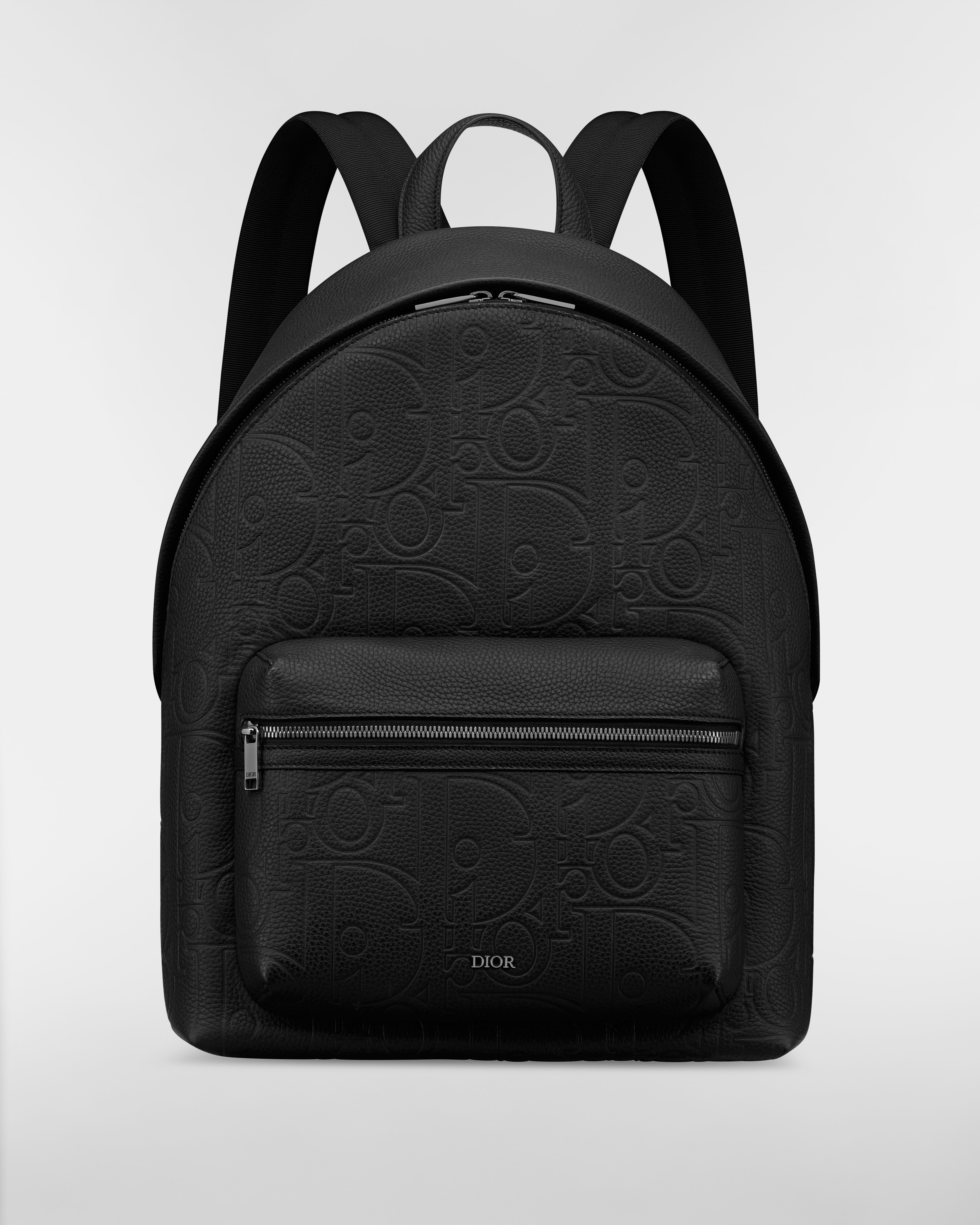 Mochila Rider 2.0 com zíper Couro Dior Gravity preto e couro de vitelo granulado preto E01