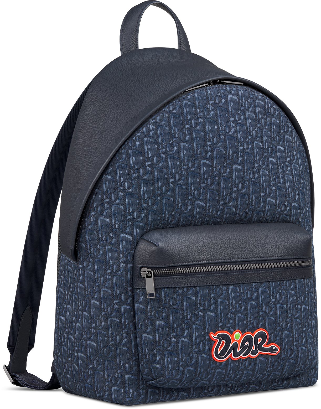 DIOR AND KAWS Rider 2.0 Zipped Backpack Three quarter closed view