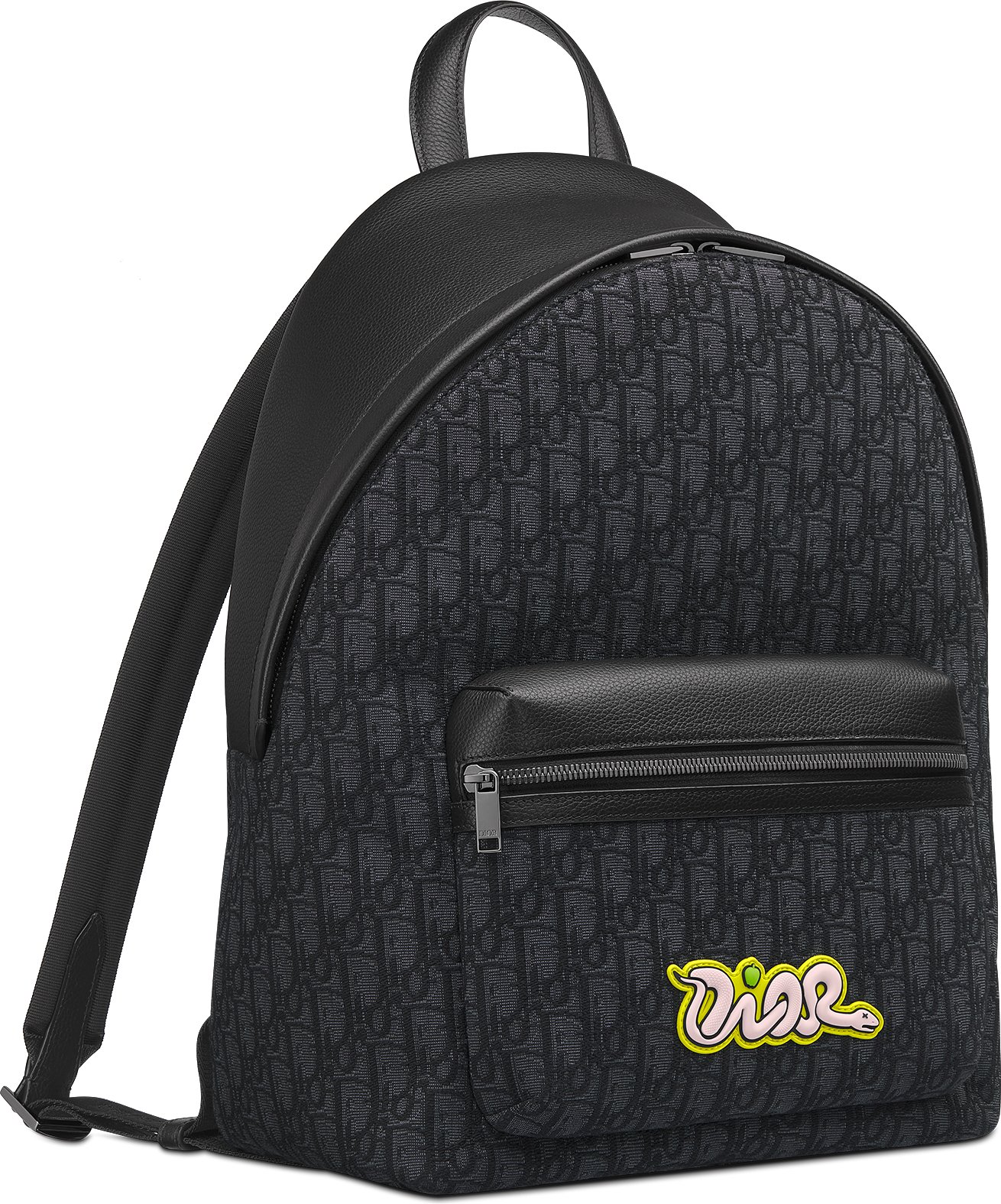 DIOR AND KAWS Rider 2.0 Zipped Backpack Three quarter closed view