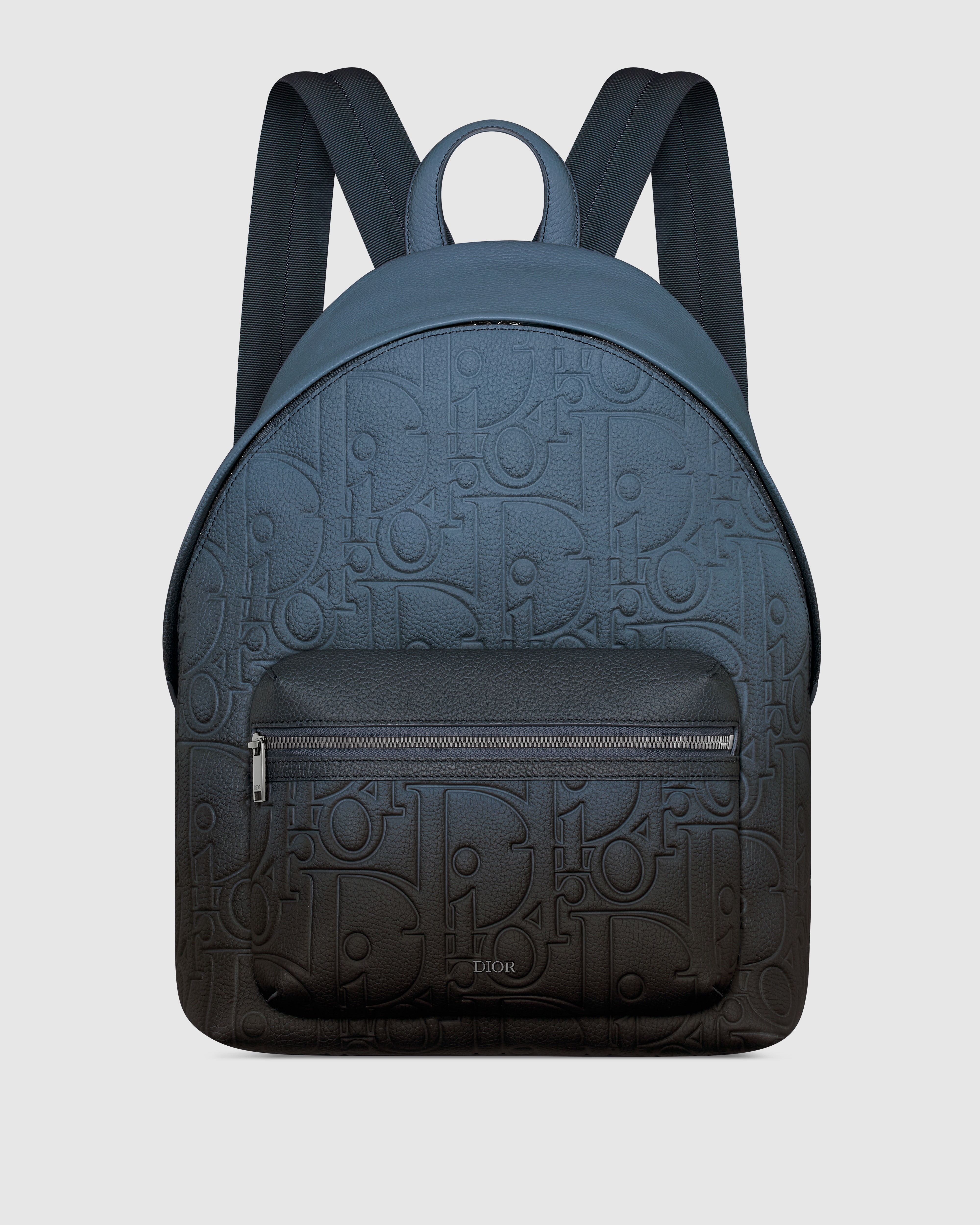 Mochila Rider 2.0 con cremallera Piel Dior Gravity y piel de becerro graneada con degradado de azul a negro E01