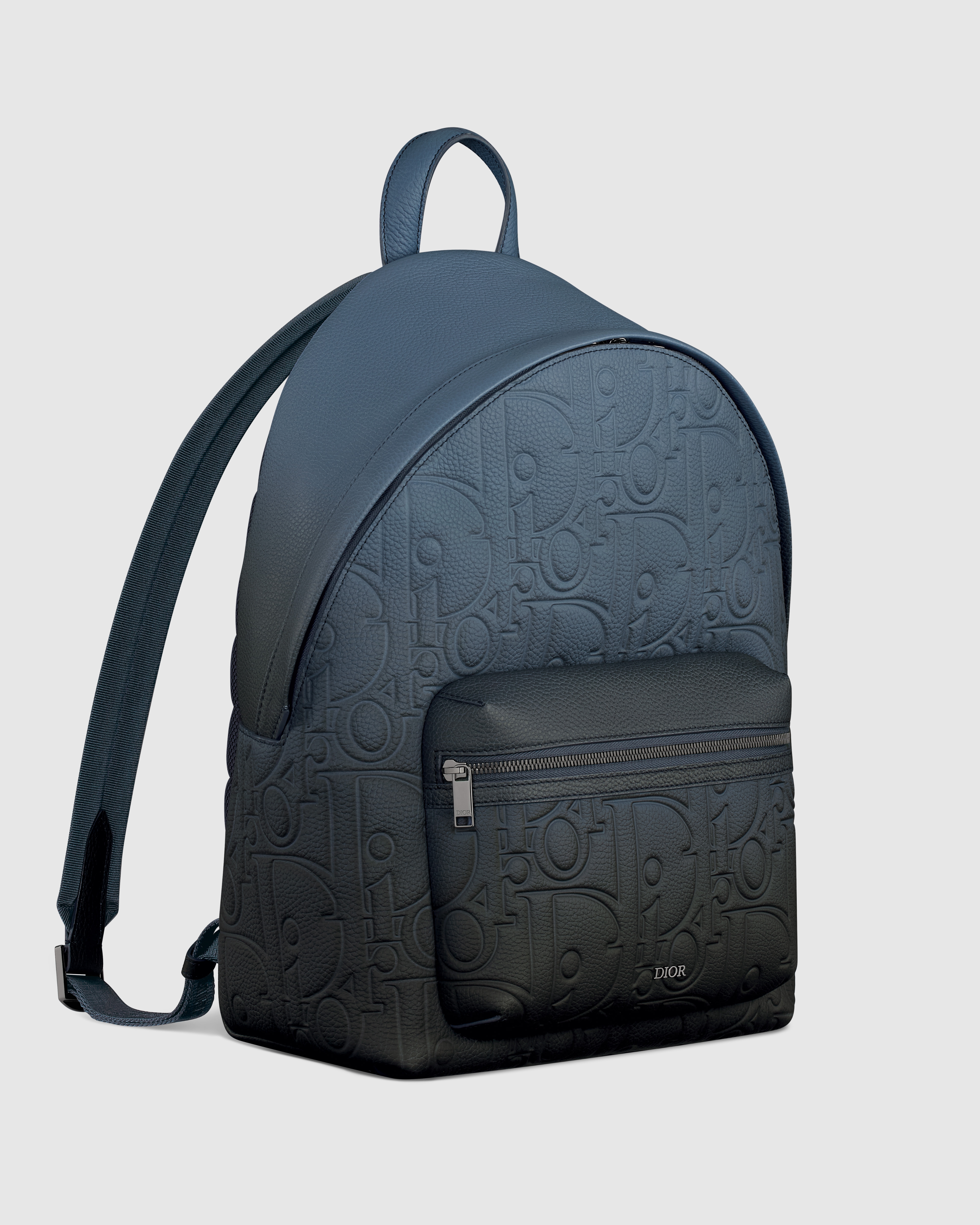 Mochila Rider 2.0 con cremallera Piel Dior Gravity y piel de becerro graneada con degradado de azul a negro E03