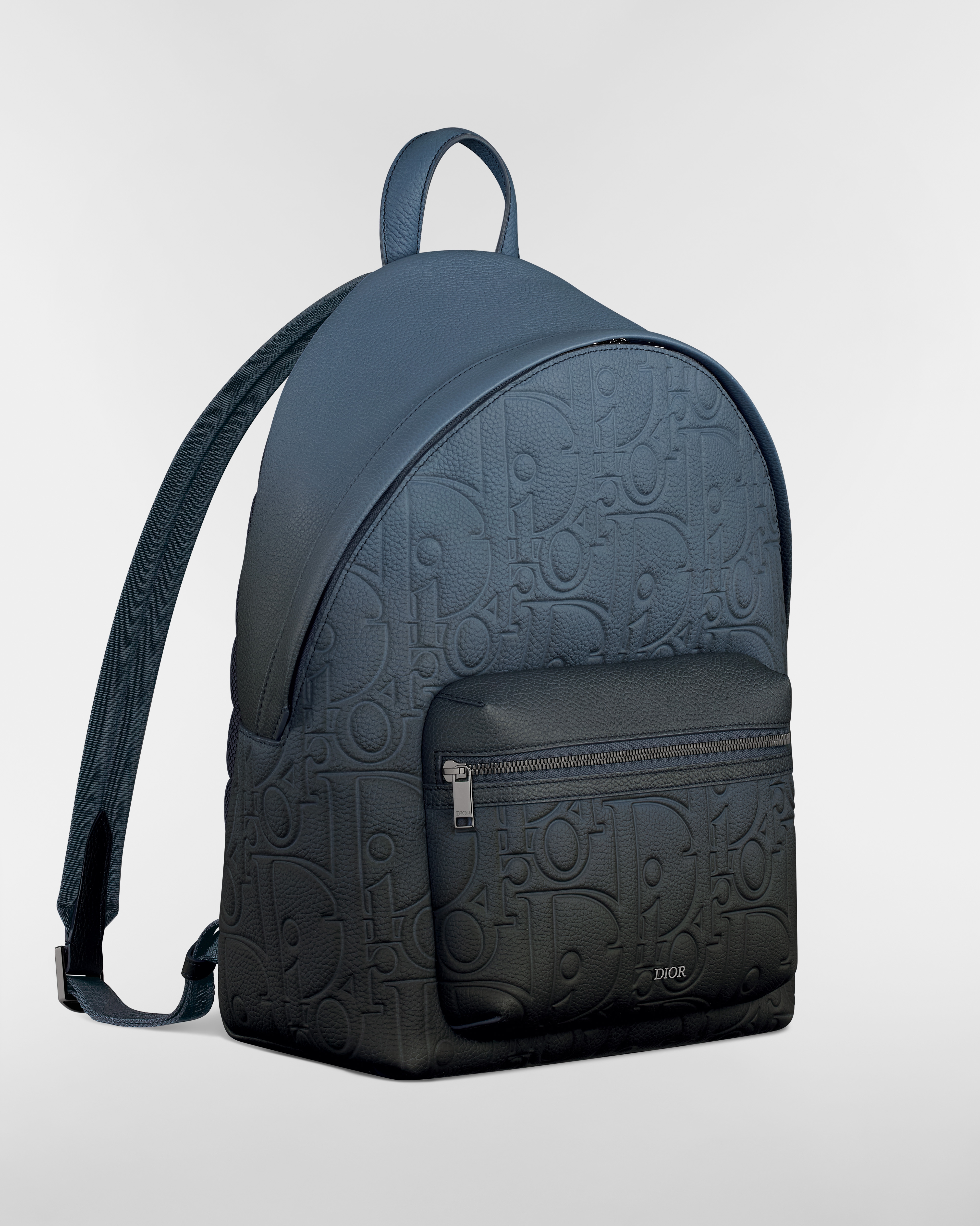 กระเป๋าเป้สะพายหลังติดซิป Rider 2.0 หนัง Dior Gravity สีน้ำเงินและสีดำแบบไล่สีกับหนังลูกวัวลายเกรนสีน้ำเงินและสีดำแบบไล่สี E03