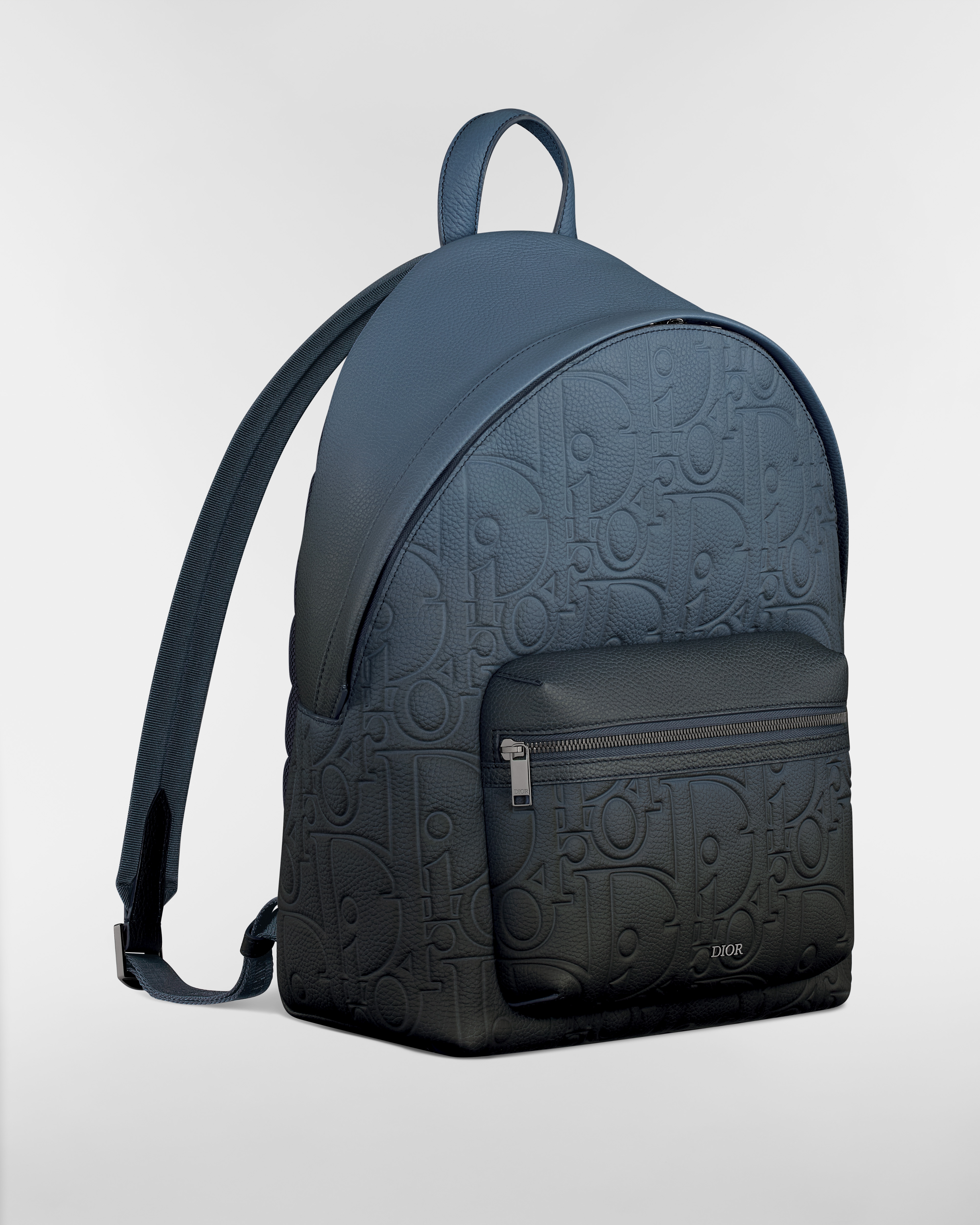 Mochila Rider 2.0 con cremallera Piel Dior Gravity y piel de becerro graneada con degradado de azul a negro E03