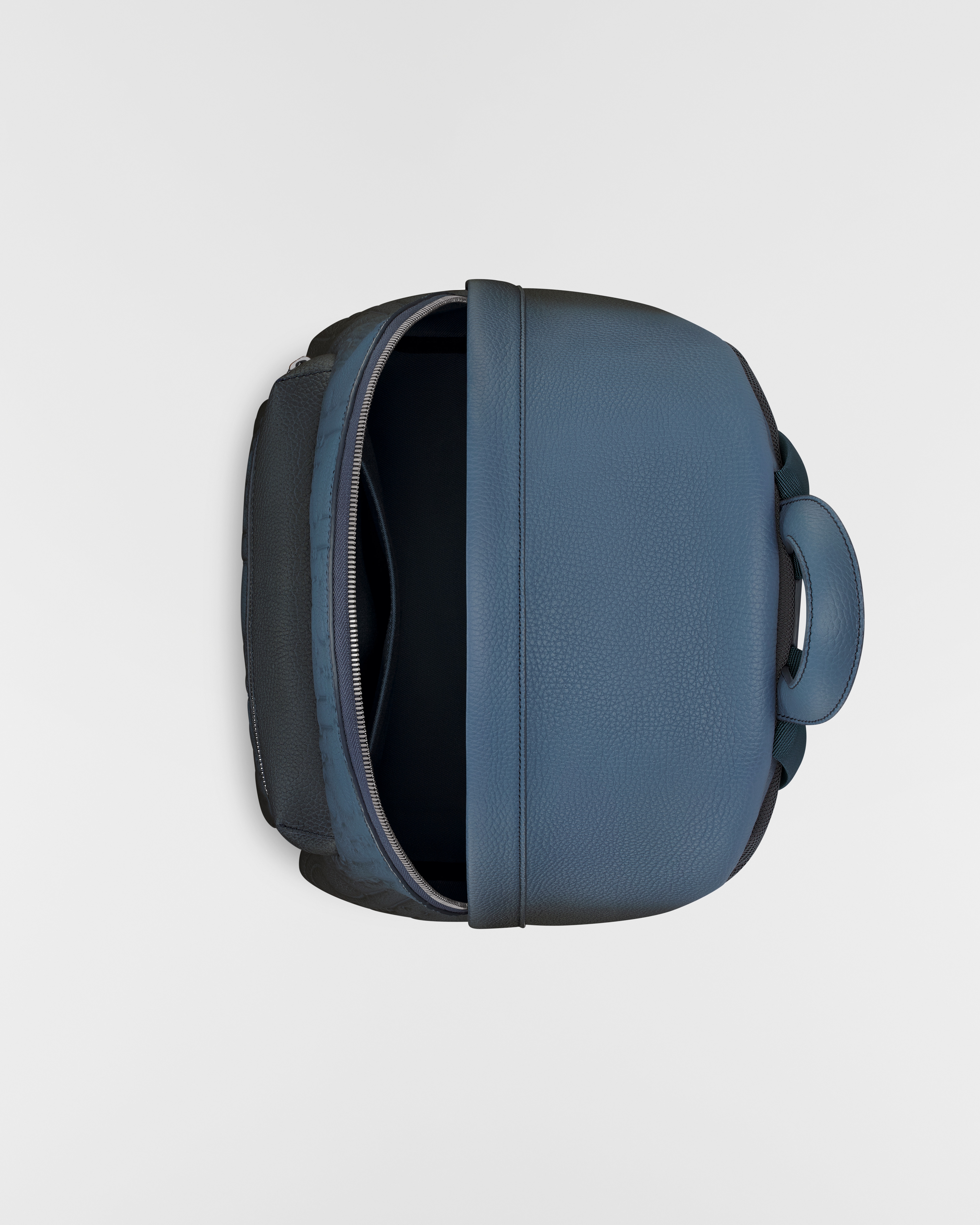 Mochila Rider 2.0 con cremallera Piel Dior Gravity y piel de becerro graneada con degradado de azul a negro E06