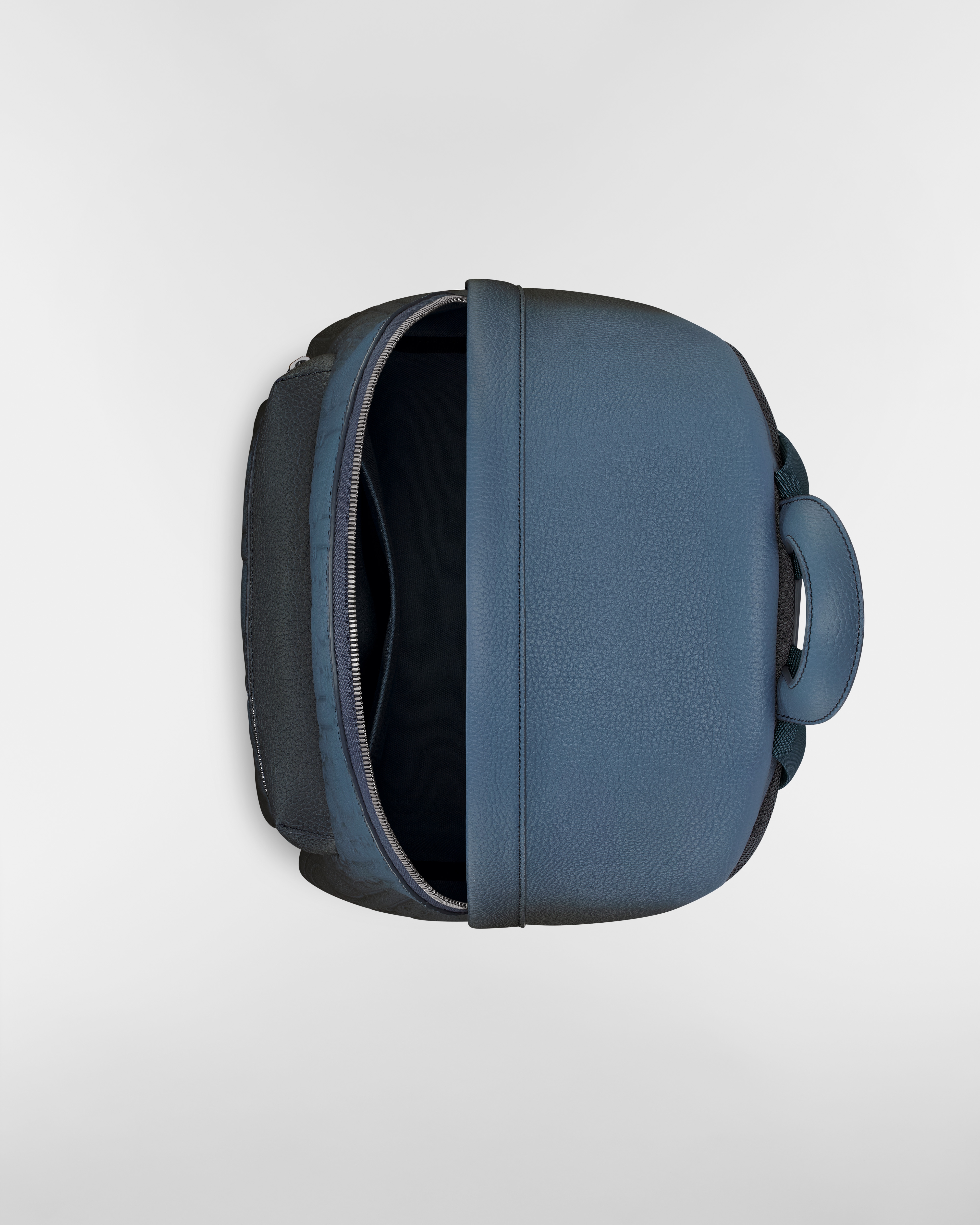 กระเป๋าเป้สะพายหลังติดซิป Rider 2.0 หนัง Dior Gravity สีน้ำเงินและสีดำแบบไล่สีกับหนังลูกวัวลายเกรนสีน้ำเงินและสีดำแบบไล่สี E06