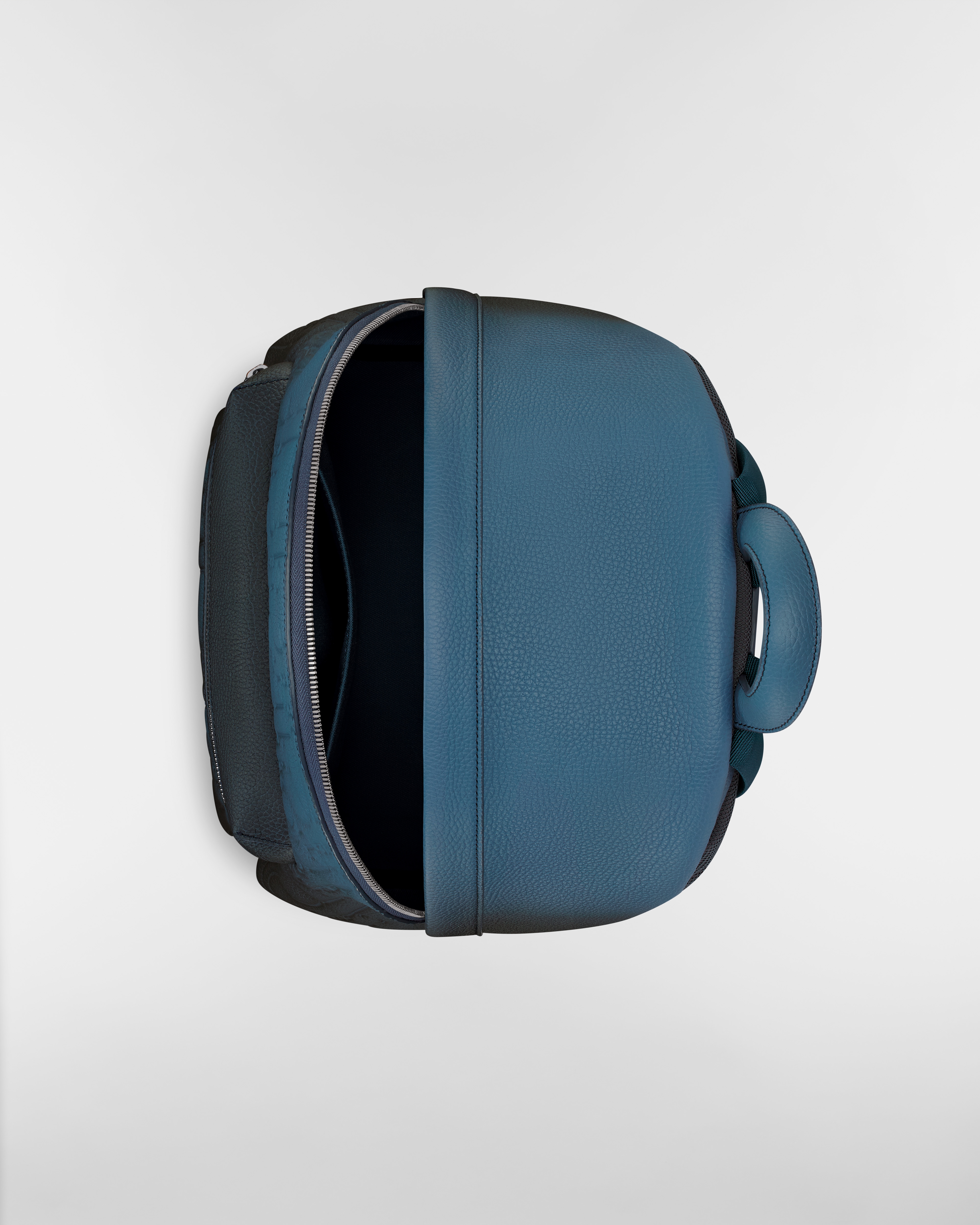 Mochila Rider 2.0 con cremallera Piel Dior Gravity y piel de becerro graneada con degradado de azul a negro E06