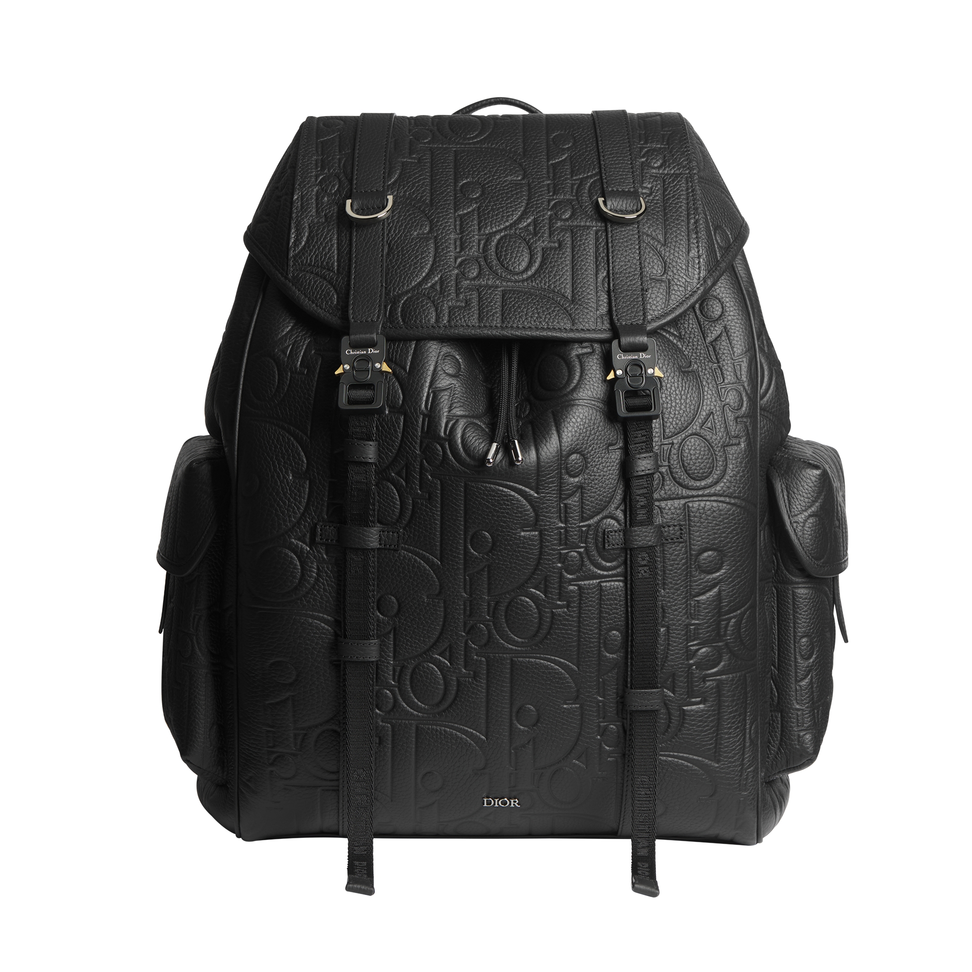 Dior Hit the Road Backpack with Flap Black Dior Gravity Leather and Black Grained Calfskin E01