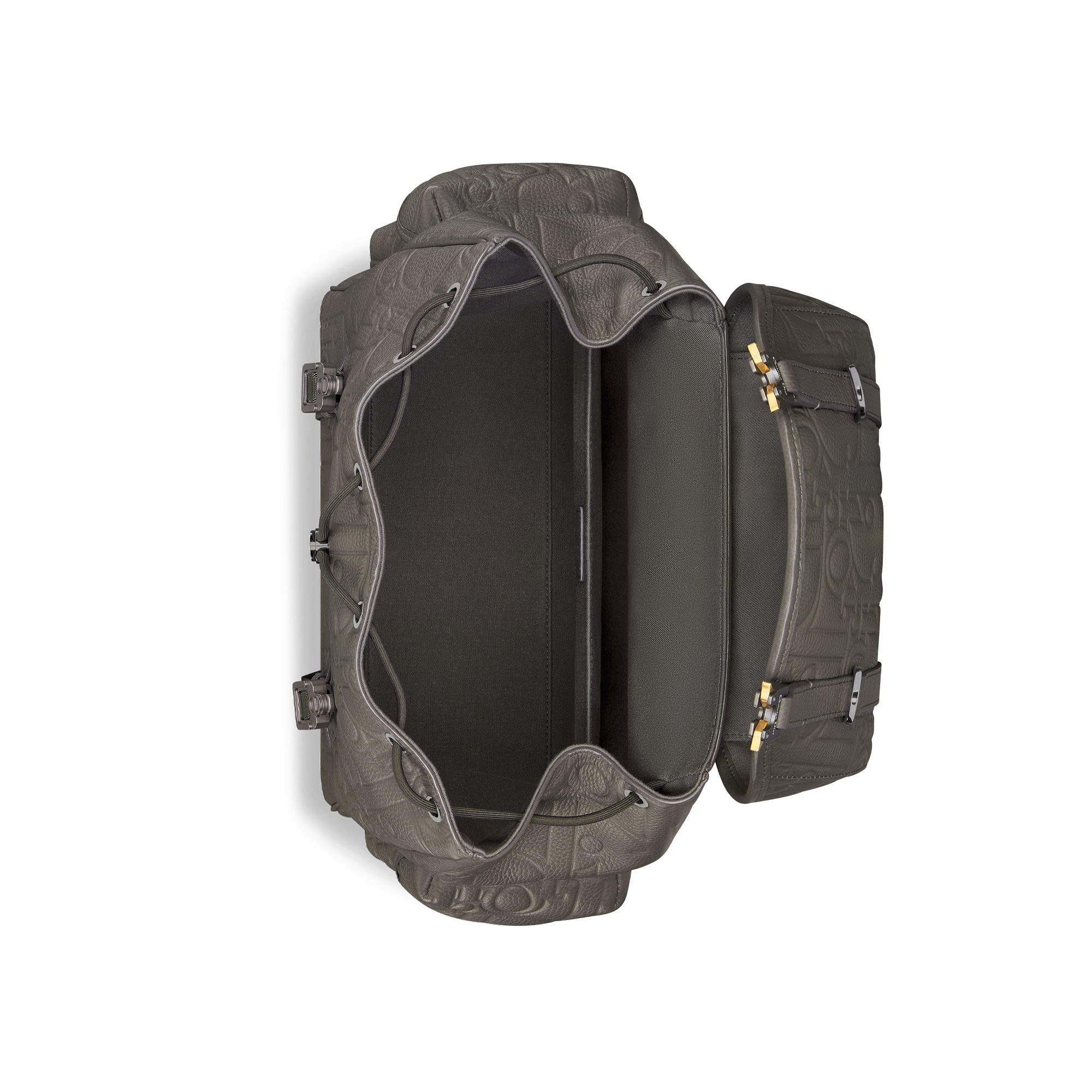 Dior Hit the Road Backpack with Flap Gray Dior Gravity Leather and Gray Grained Calfskin E06