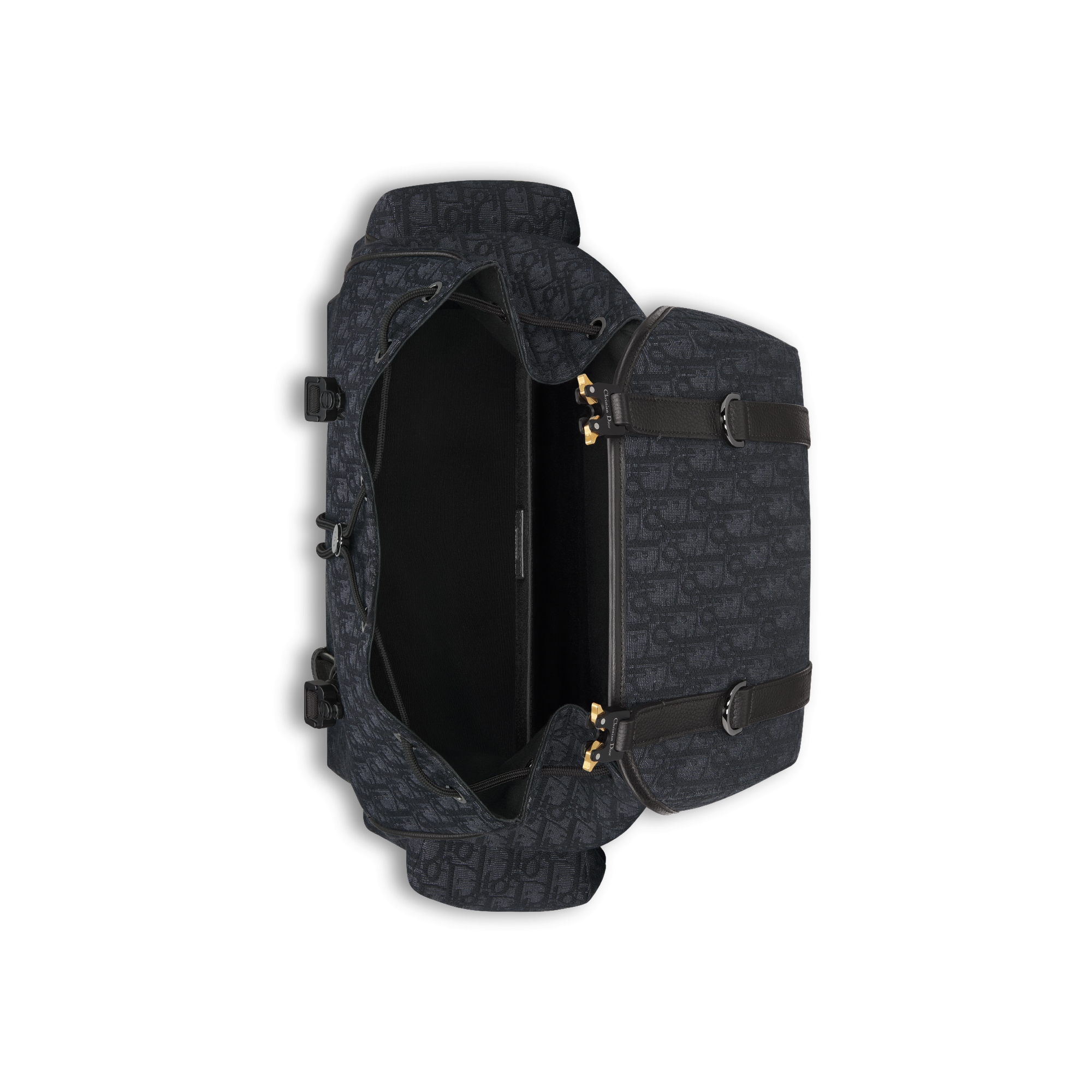 Dior Hit the Road Backpack with Flap Black Dior Oblique Jacquard and Black Grained Calfskin E06