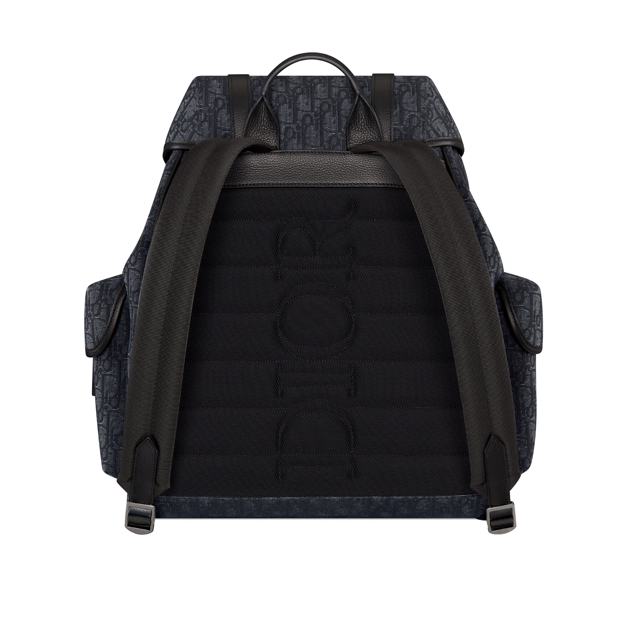Dior Hit the Road Backpack with Flap Black Dior Oblique Jacquard and Black Grained Calfskin E08