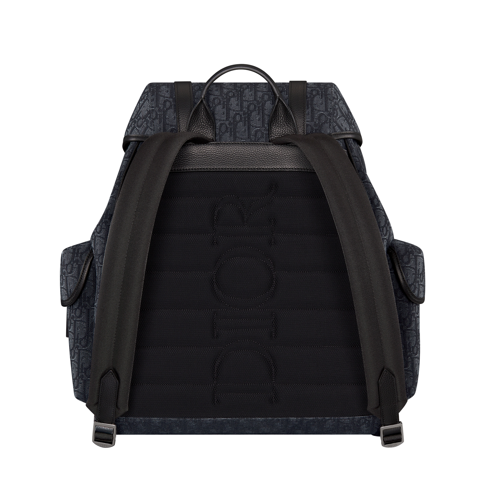 Dior Hit the Road Backpack with Flap Black Dior Oblique Jacquard and Black Grained Calfskin E08