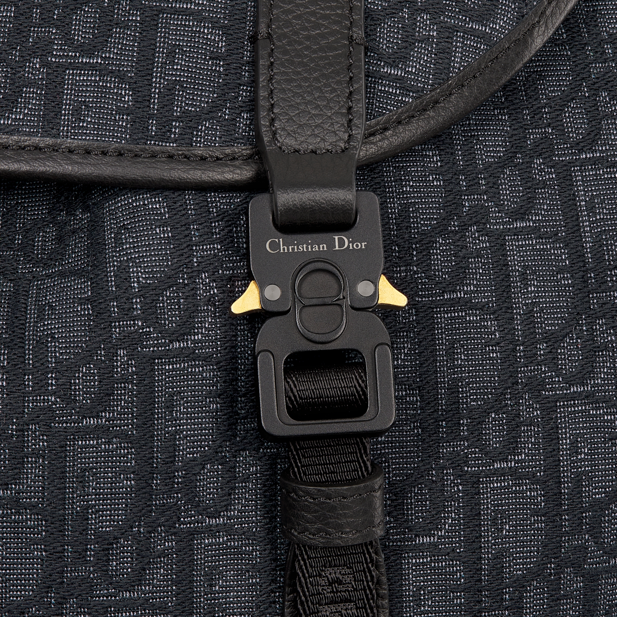Dior Hit the Road Backpack with Flap Black Dior Oblique Jacquard and Black Grained Calfskin E09