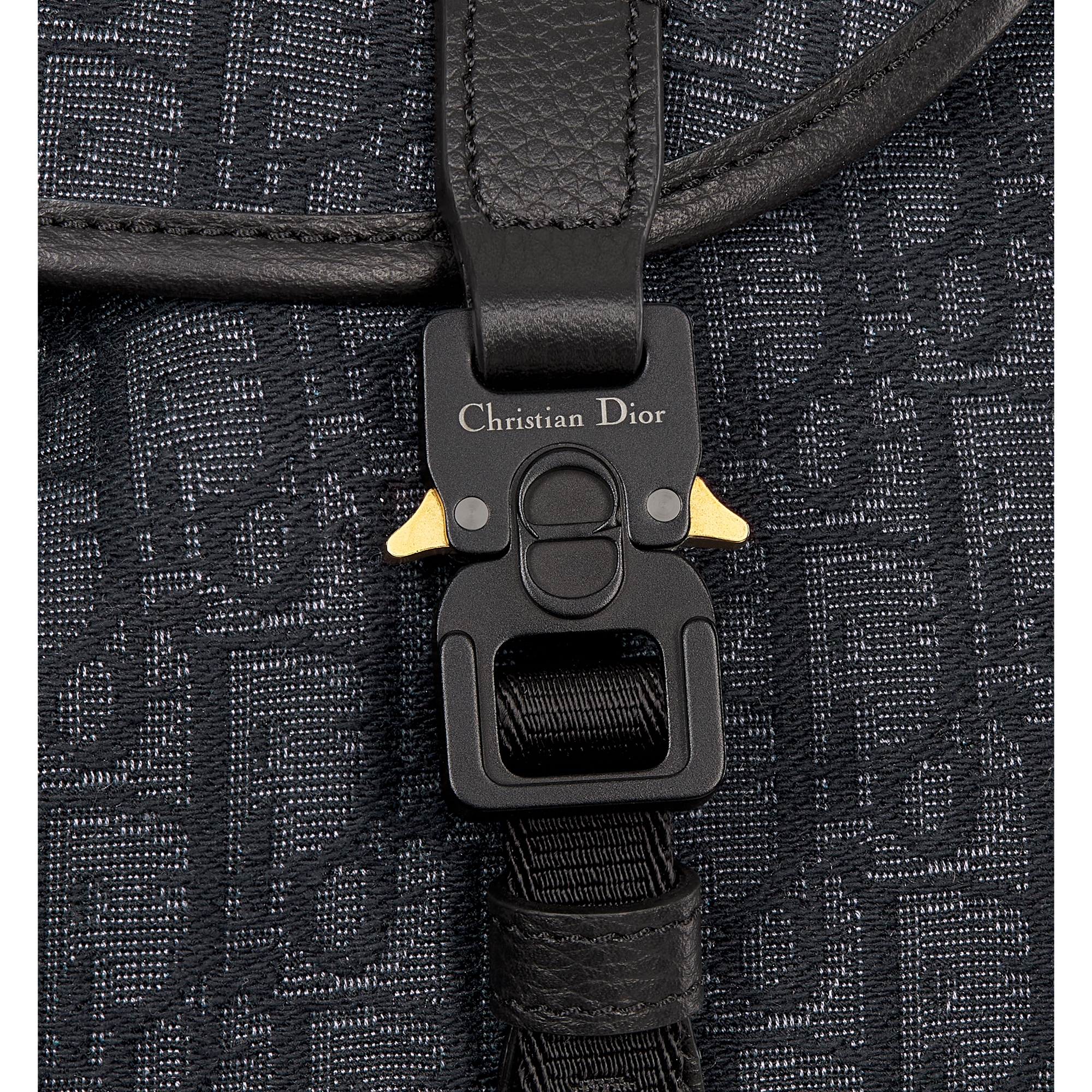Dior Hit the Road Backpack with Flap Black Dior Oblique Jacquard and Black Grained Calfskin E09