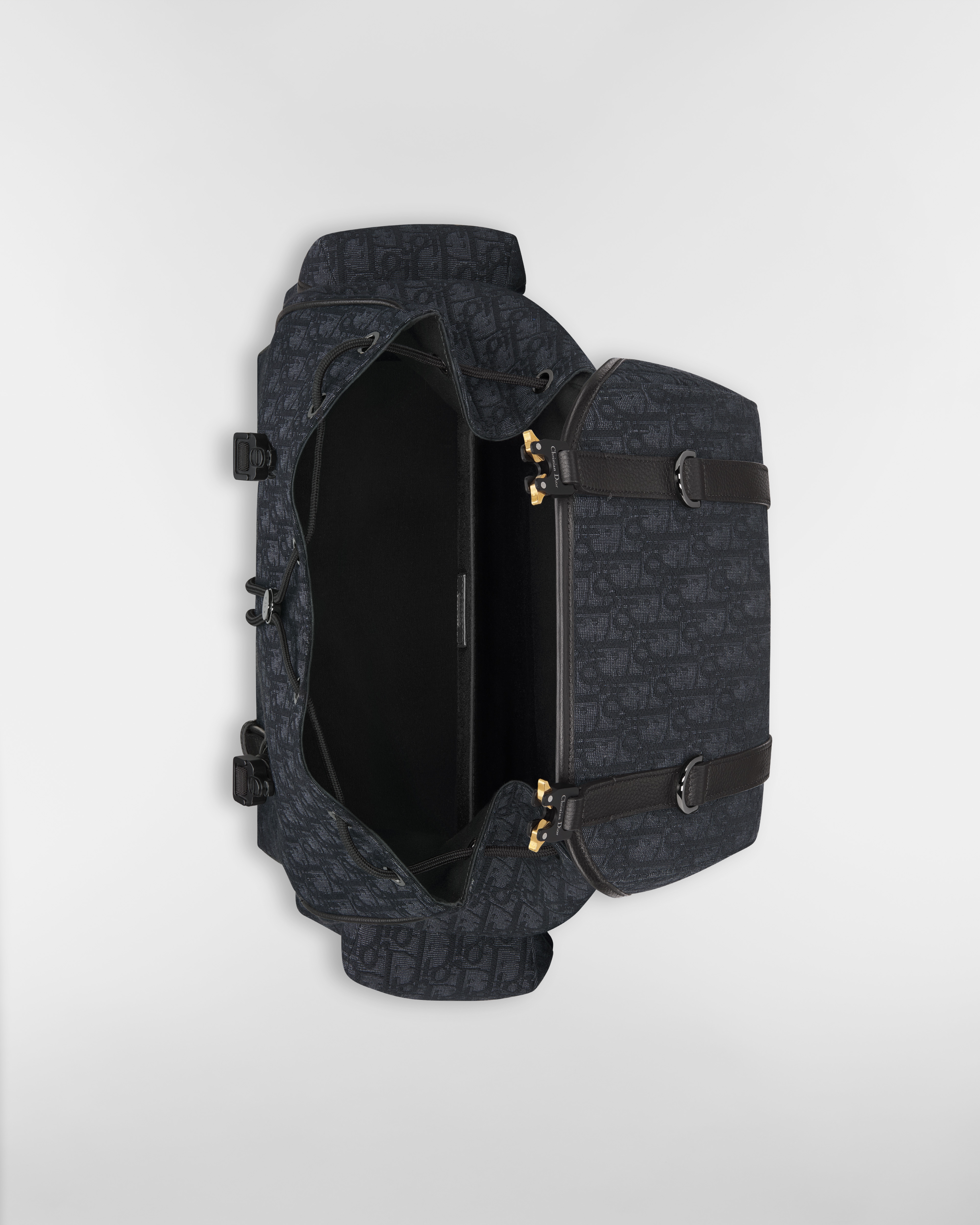 Dior Hit the Road Backpack with Flap Black Dior Oblique Jacquard and Black Grained Calfskin E06