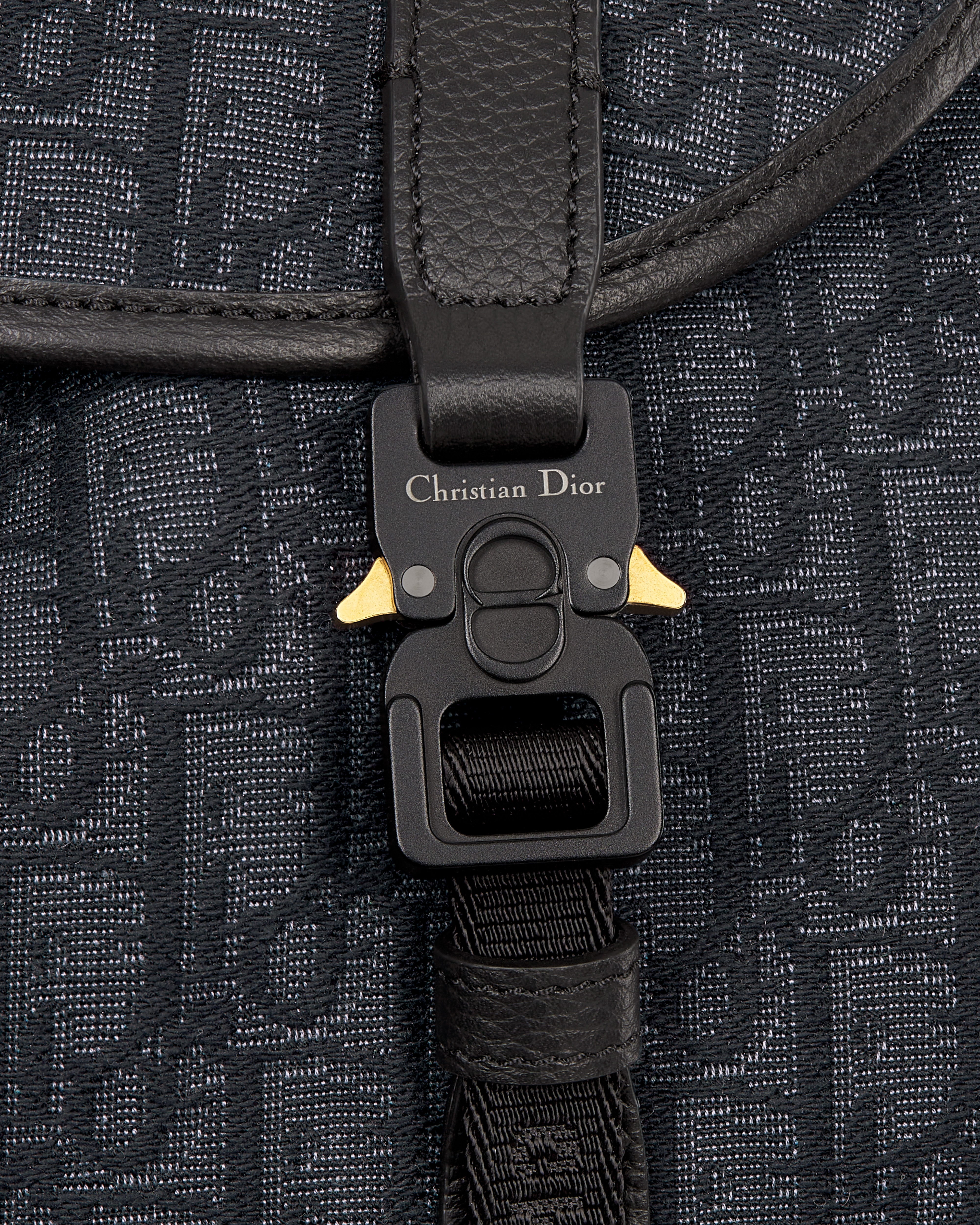 Dior Hit the Road Backpack with Flap Black Dior Oblique Jacquard and Black Grained Calfskin E09