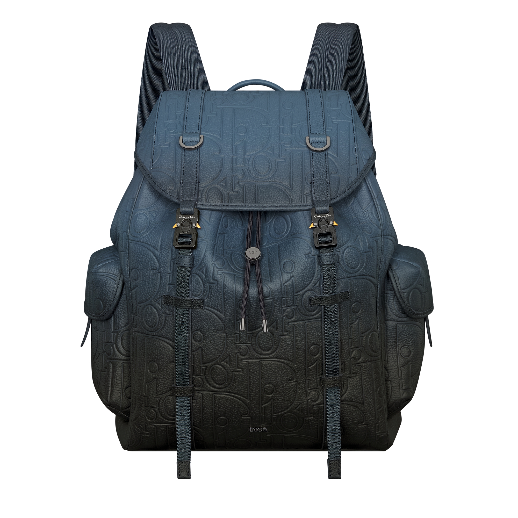 Dior Hit the Road Backpack with Flap Blue-Black Gradient Dior Gravity Leather and Blue-Black Gradient Grained Calfskin E01