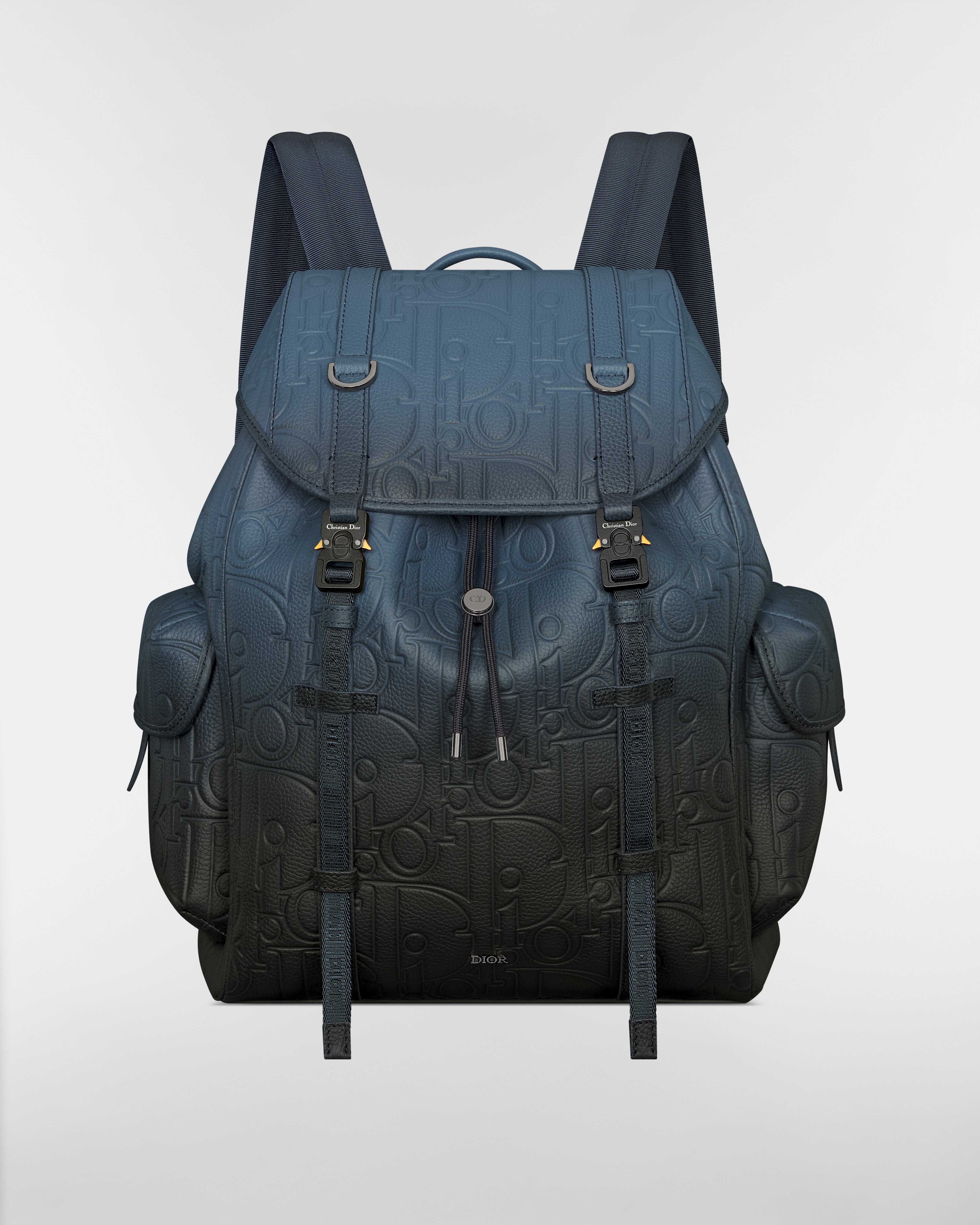 Dior Hit the Road Backpack with Flap Blue-Black Gradient Dior Gravity Leather and Blue-Black Gradient Grained Calfskin E01