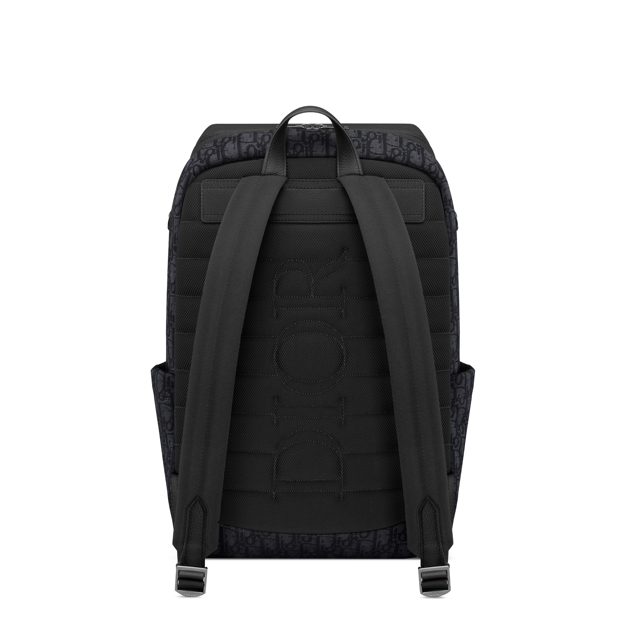 Rider Soft Rucksack mit Reißverschluss Dior Oblique Jacquard in Schwarz und genarbtes Kalbsleder in Schwarz E08