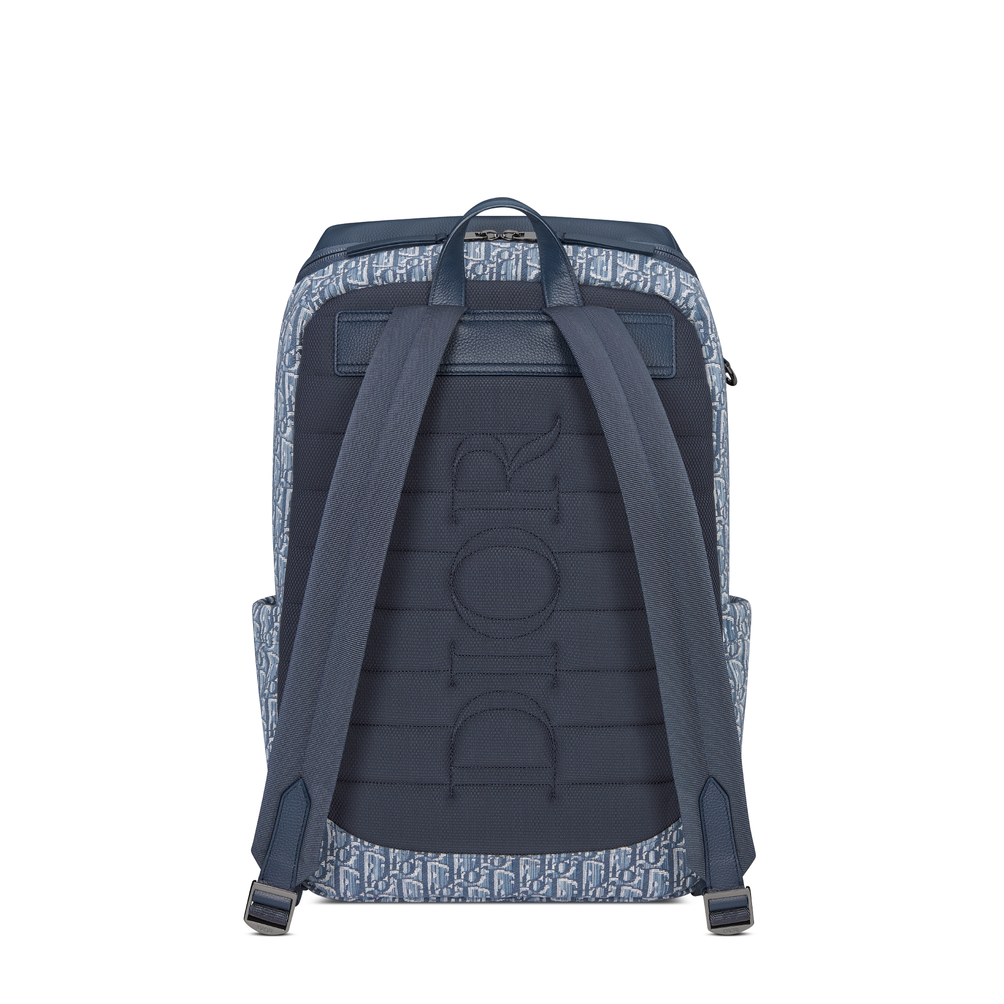 Rider Soft Rucksack mit Reißverschluss Dior Oblique Jacquard in Blau und genarbtes Kalbsleder in Blau E08