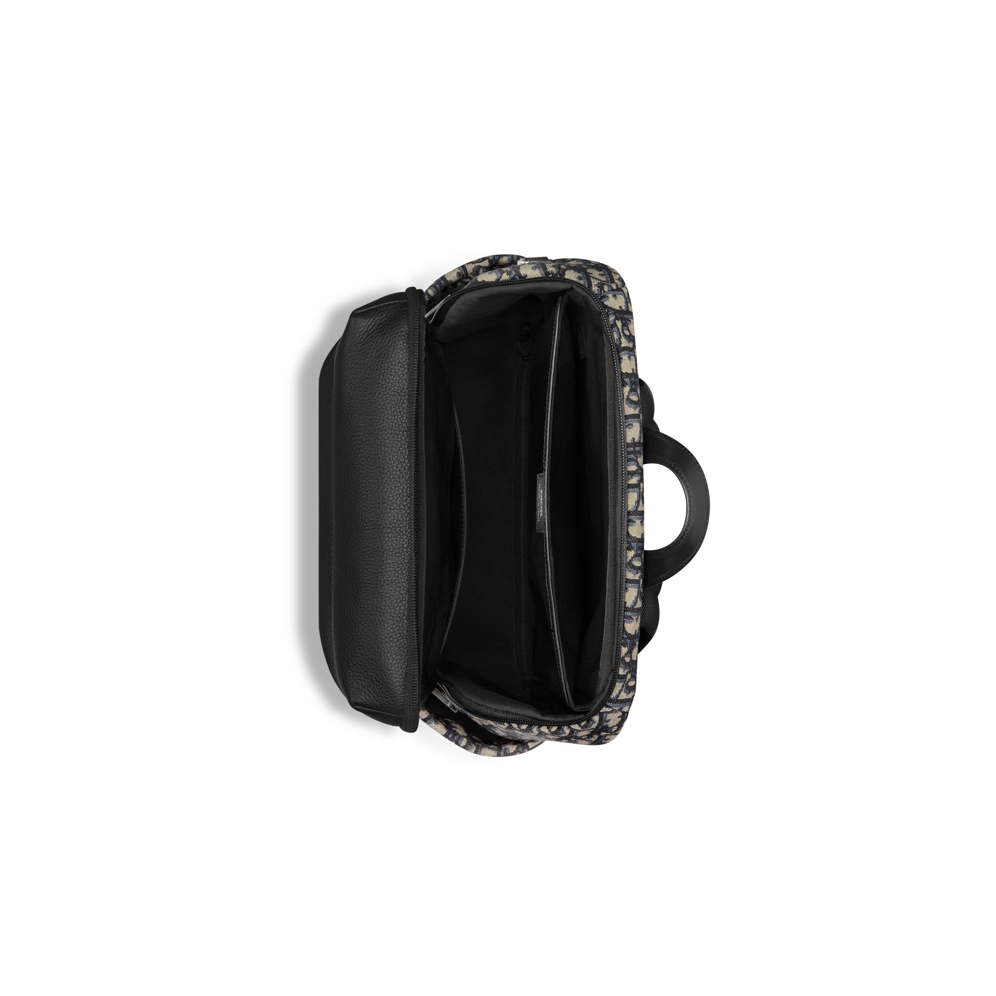 Rider Soft-rugzak met rits Beige en zwarte Dior Oblique-jacquard met zwart generfd kalfsleer E06