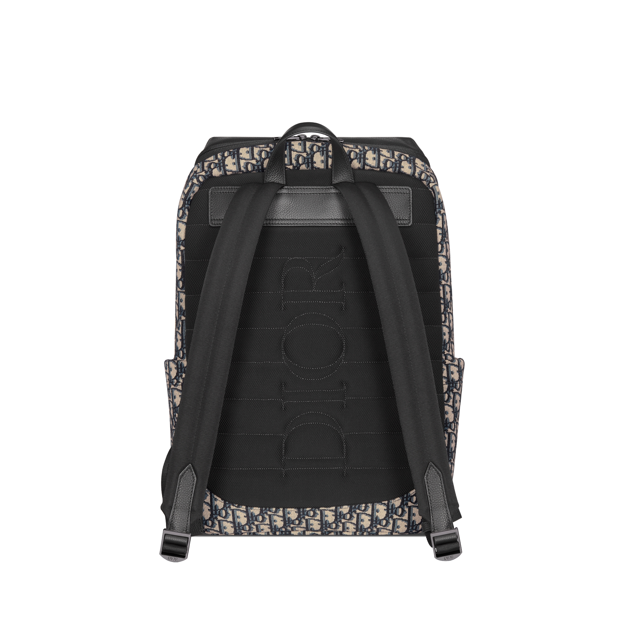 Rider Soft-rugzak met rits Beige en zwarte Dior Oblique-jacquard met zwart generfd kalfsleer E08