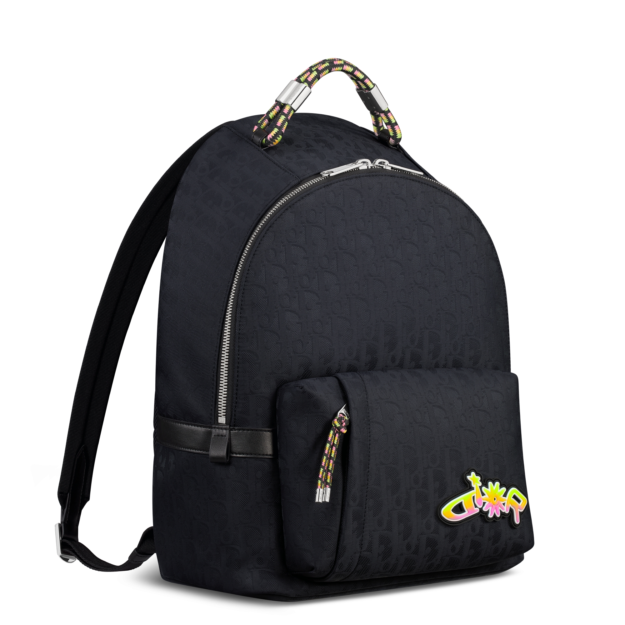 Mochila DIOR AND LEWIS HAMILTON com zíper Nylon Dior Oblique preto e tecido técnico com efeito de couro preto E03