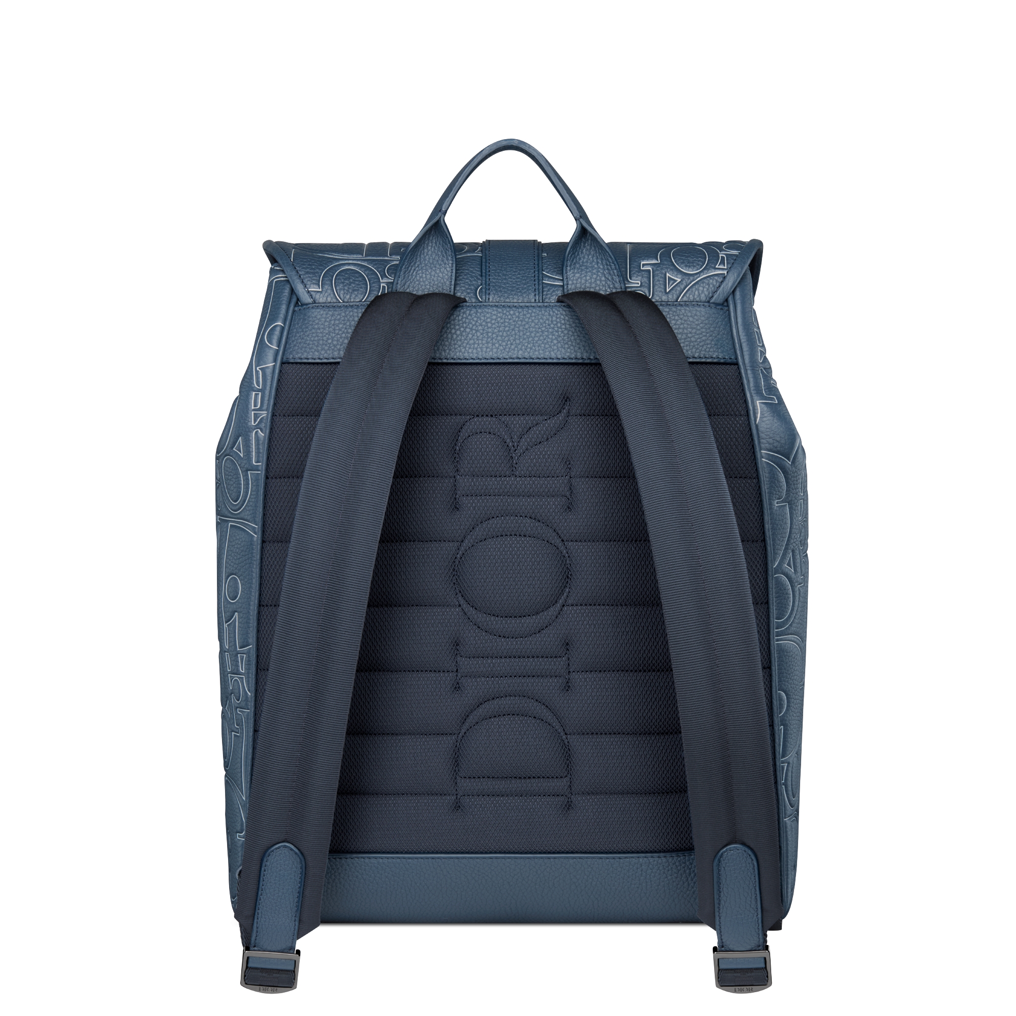 Dior Daily Rucksack mit Umschlagklappe Dior Gravity Outline Leder in Marineblau und genarbtes Kalbsleder in Marineblau E08