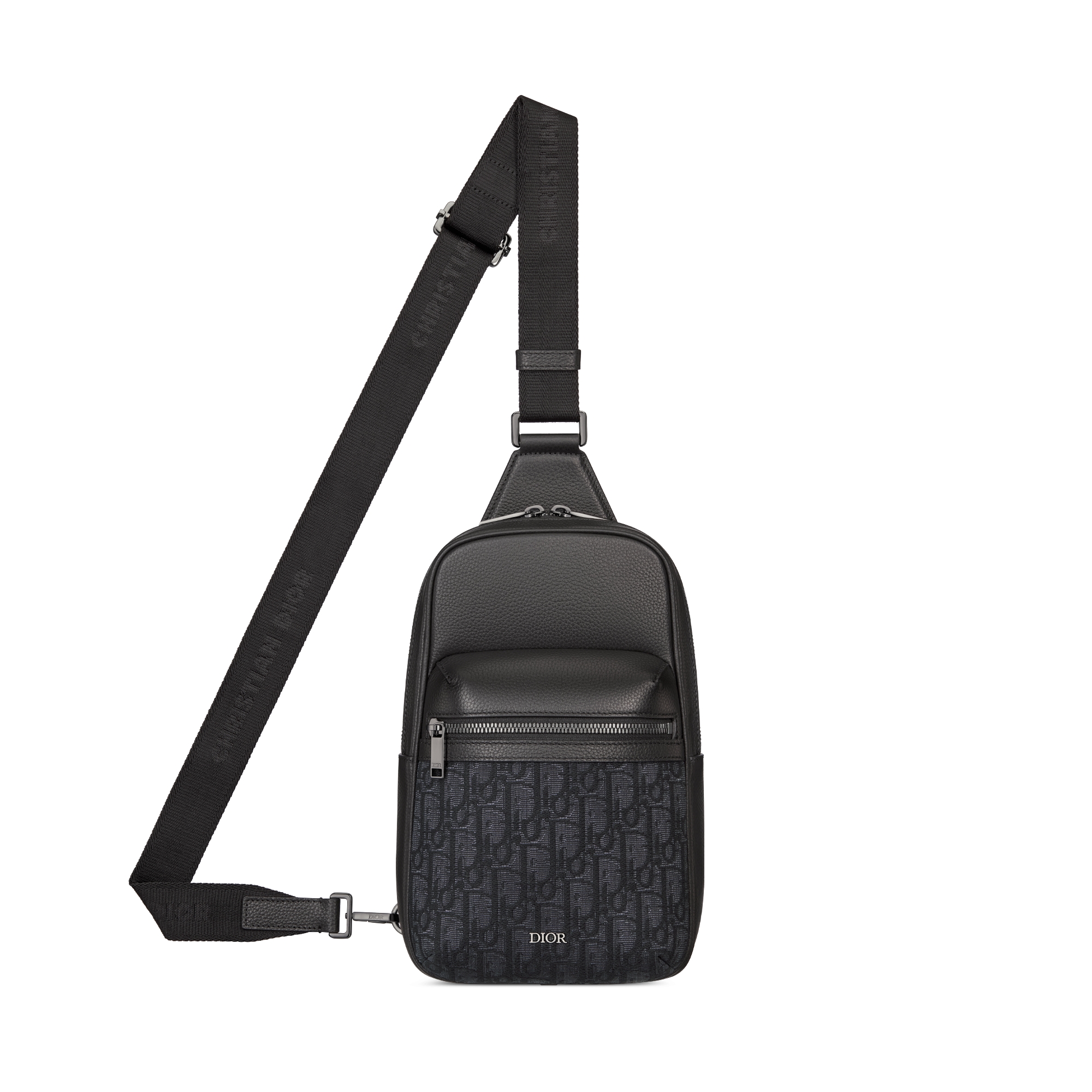 Rider 2.0 Sling Bag Black Dior Oblique Jacquard and Black Grained Calfskin E07